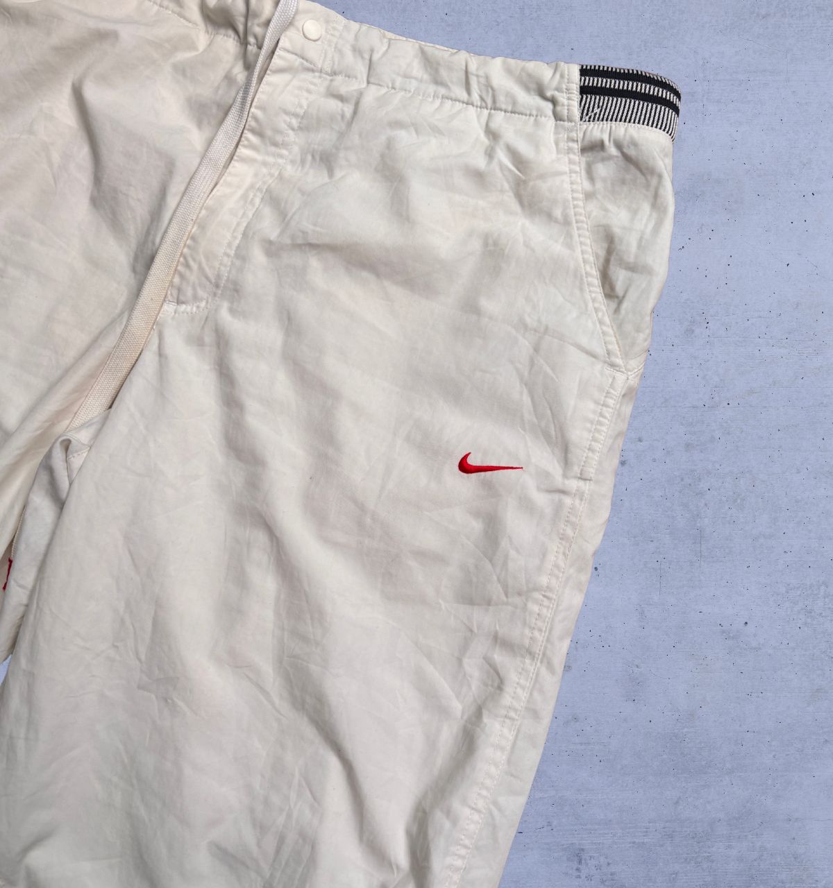 Vintage Y2K Nike Cortez 72 Track Pants Size XL White Red Detail Wide Leg Bungee Ankle