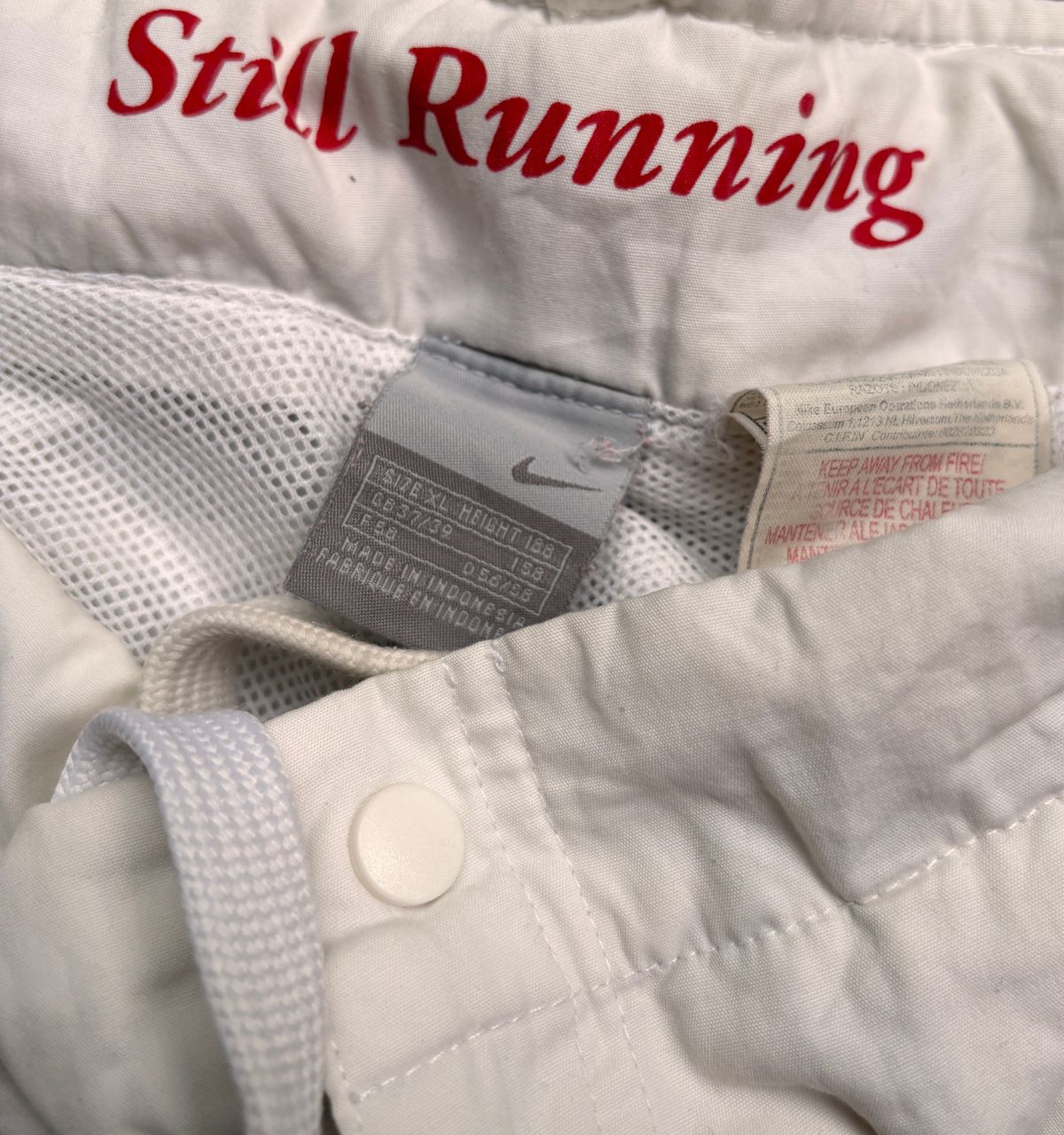 Vintage Y2K Nike Cortez 72 Track Pants Size XL White Red Detail Wide Leg Bungee Ankle