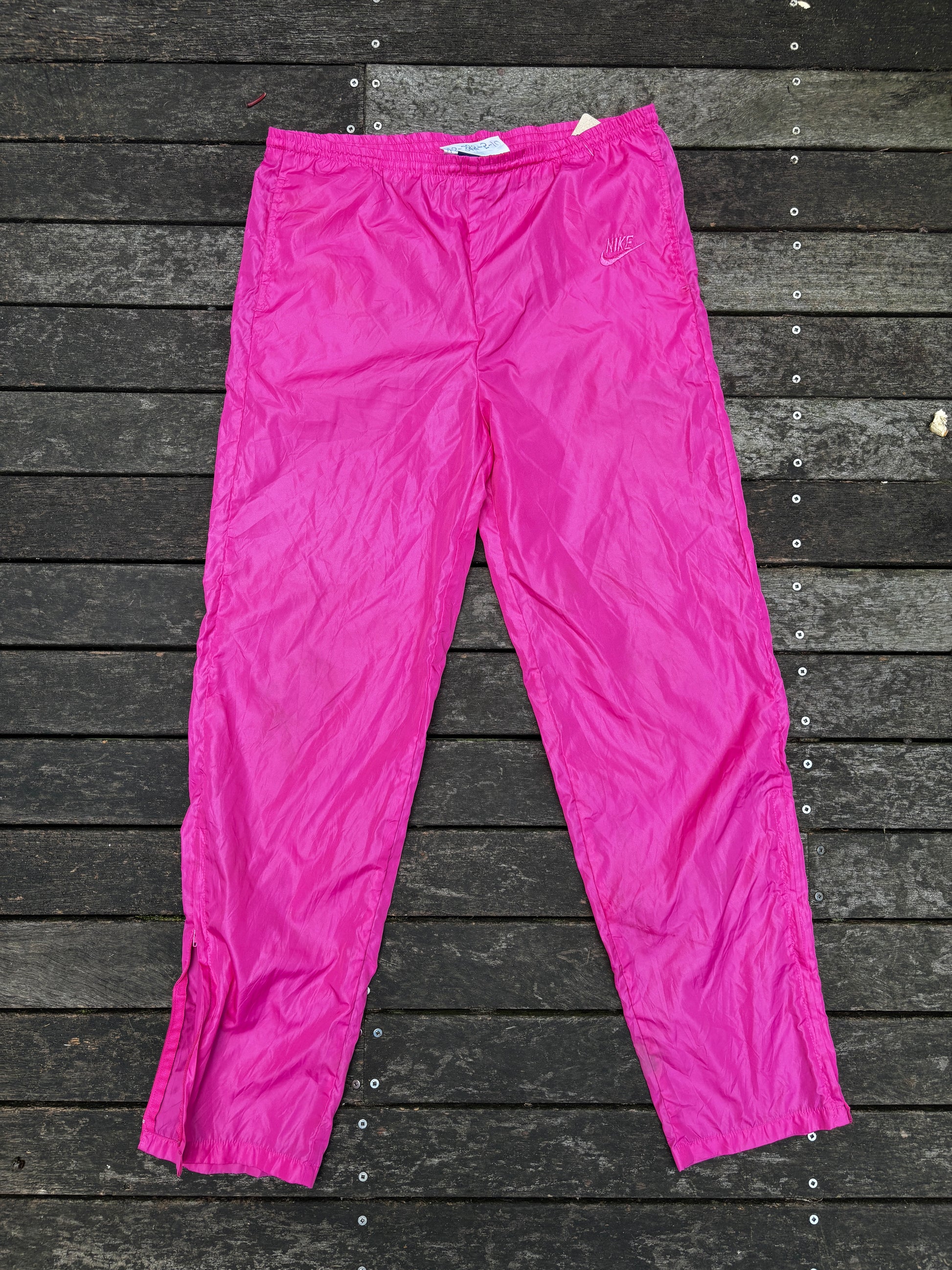 Vintage 80s Nike Track Pants Size M Pink Nylon Windbreakers Rare Blue Tag