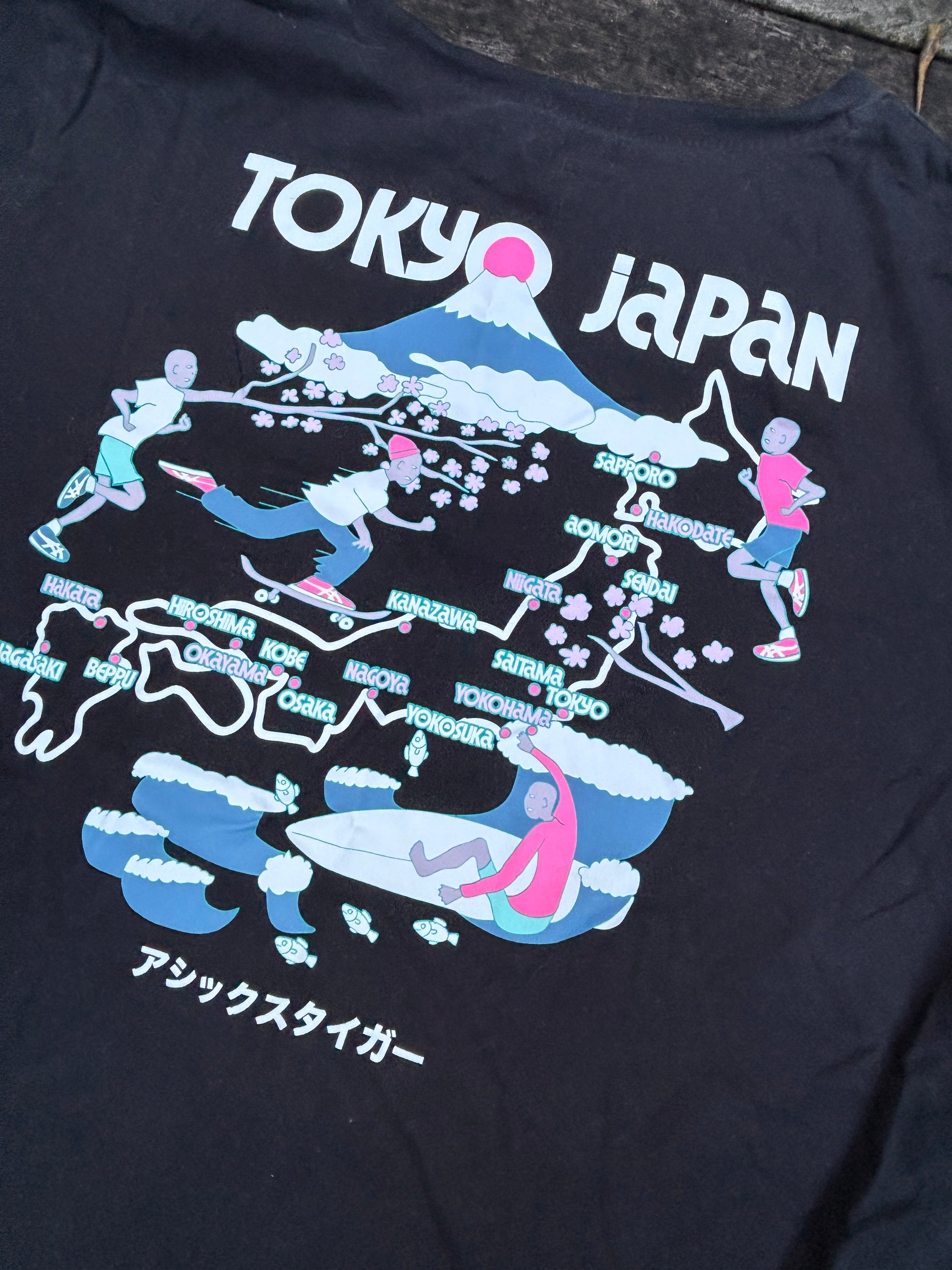 ASICS Tiger Tokyo Jersey T-shirt Size L Black Japan Skate
