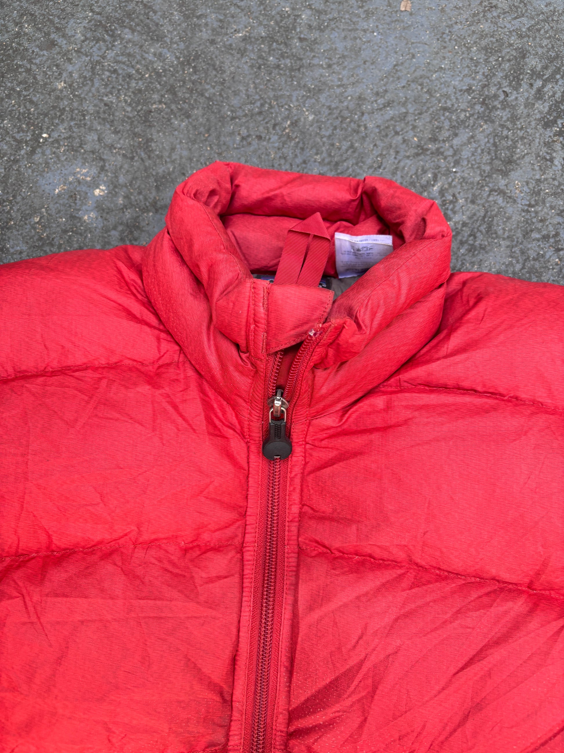 Patagonia Puffer Down Jacket Size S Red Hip Logo Textured Poly Full Zip Pockets