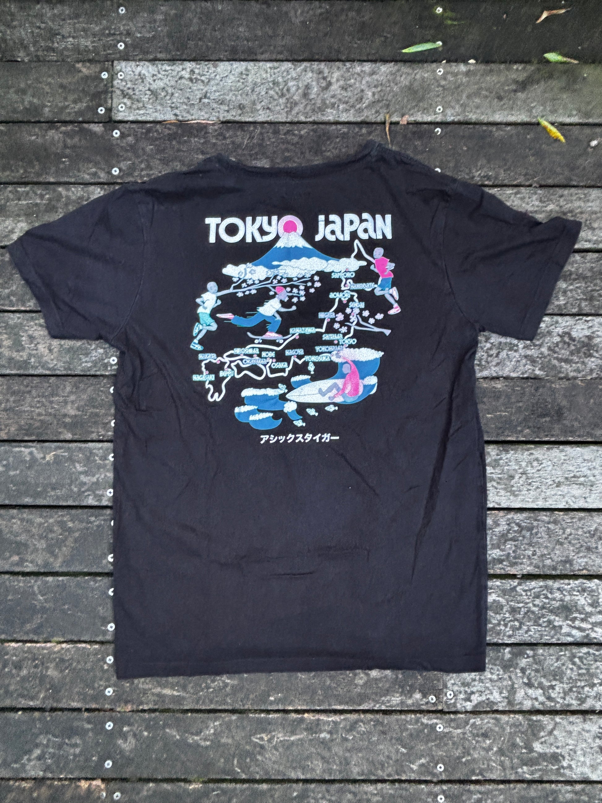 ASICS Tiger Tokyo Jersey T-shirt Size L Black Japan Skate