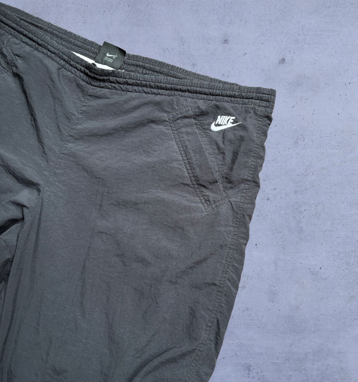 Vintage 90s Nike Premier Track Pants Men’s XXL Black White Logo Wide Leg Ankle Zip