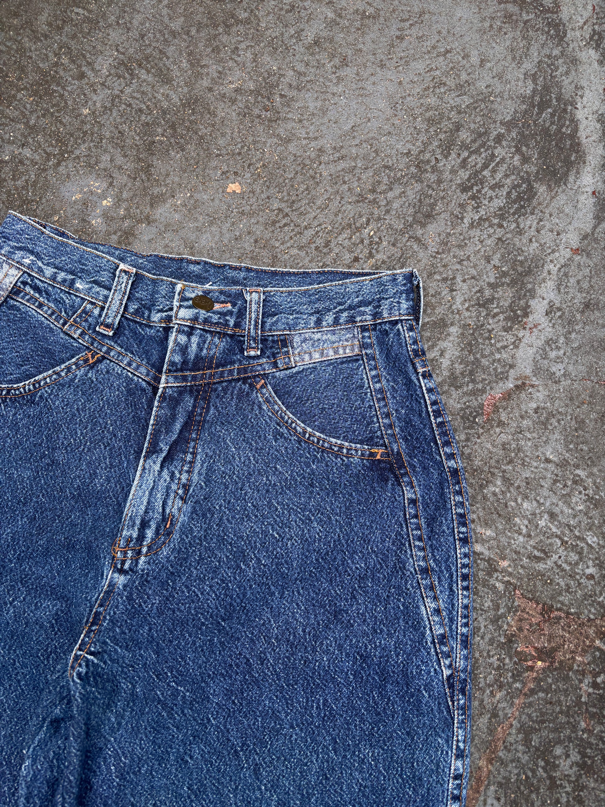Vintage Lee Jeans Women’s AU 12 Blue White Tab MR Acid Wash Panels