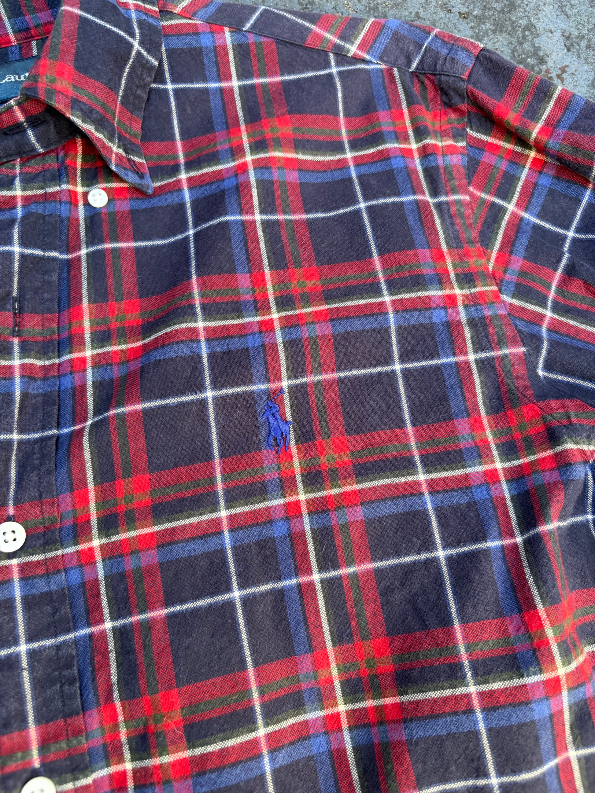 Vintage 90s Ralph Lauren Shirt Size M Tartan Gingham Red Black Preppy Grunge