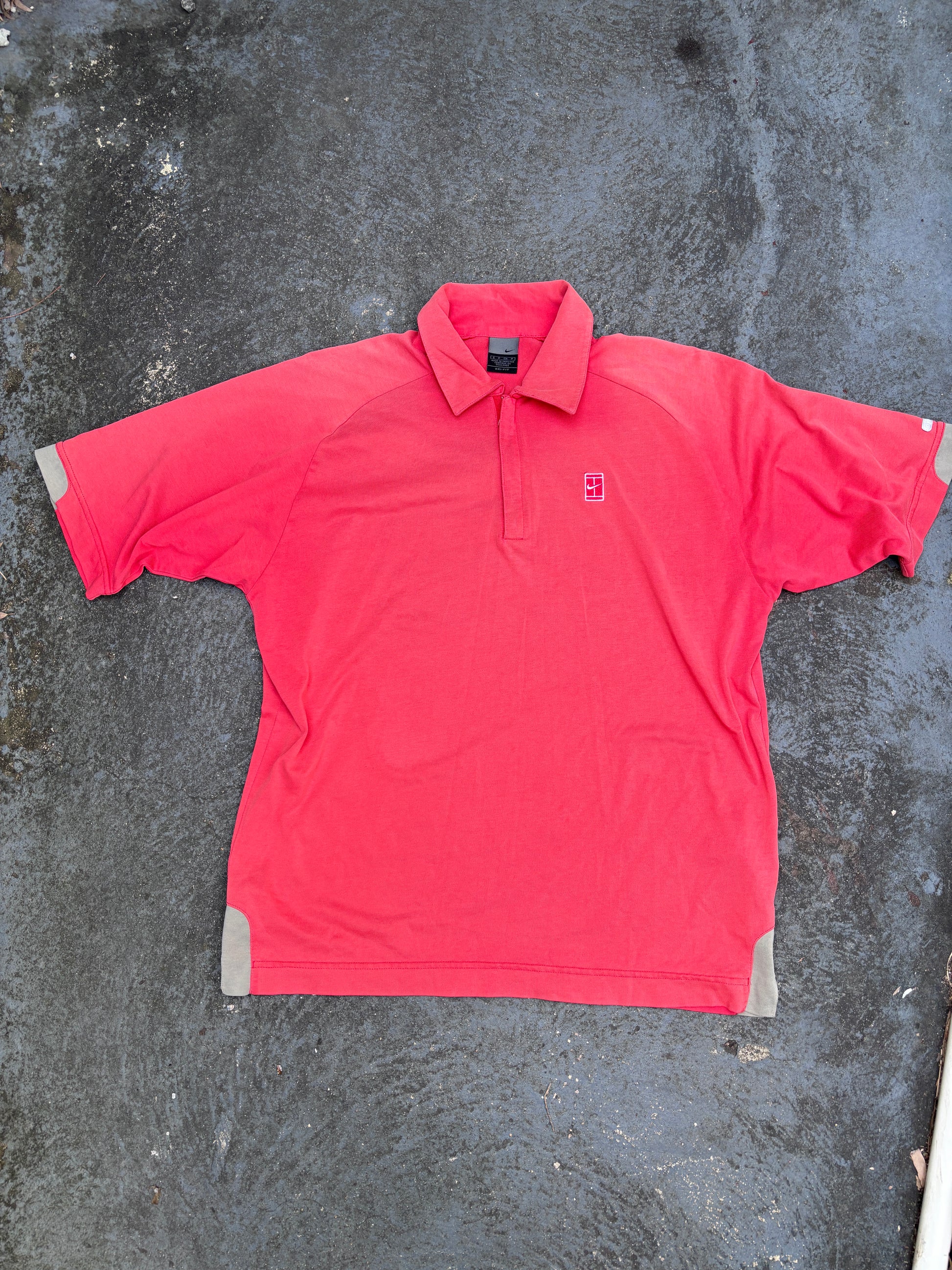 Vintage Y2K Nike Court Polo Men’s S Red w Nike Court Logo 1/4 Zip Stretchy