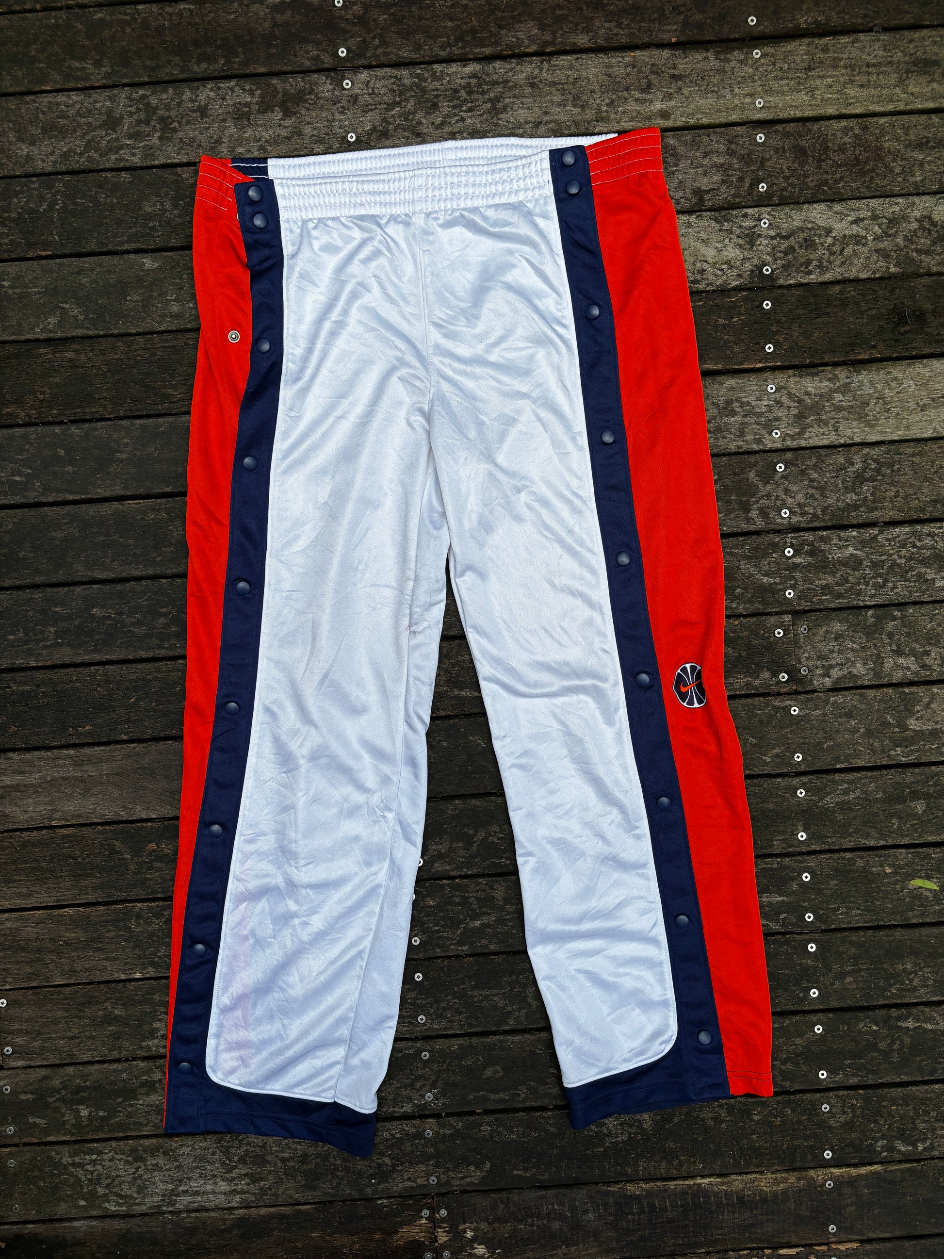 Vintage Nike Tearaway Track Pants Size L White Orange Basketball