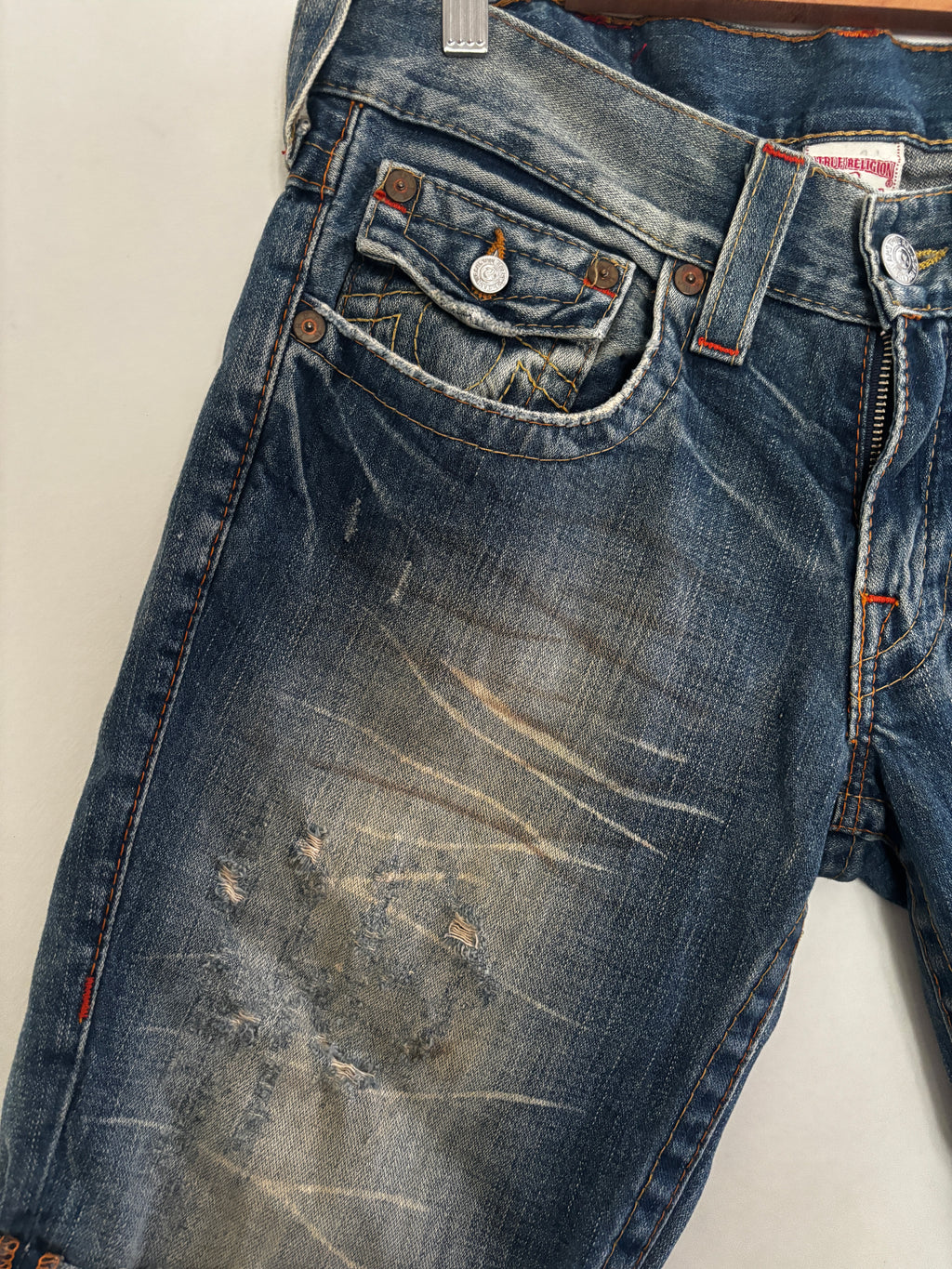 Y2K True Religion Billy Denim Shorts Jorts Size 36