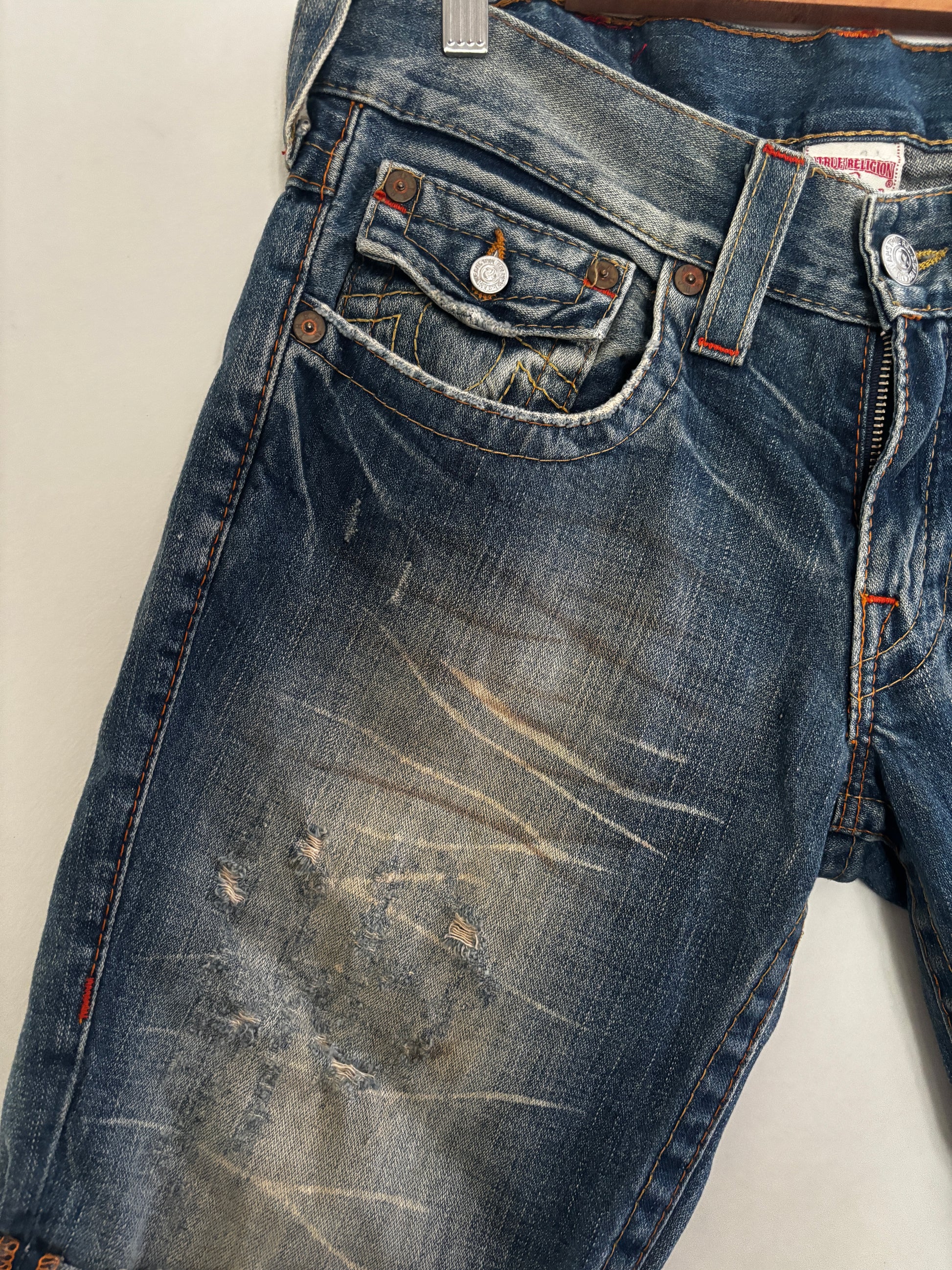 Y2K True Religion Billy Denim Shorts Jorts Size 36