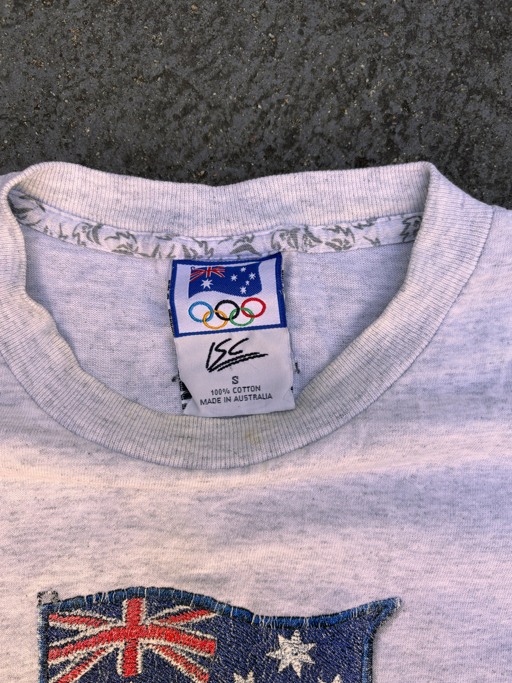 Vintage Y2K Bonds ISC Sydney Olympic T-shirt Sz S Grey Big Logo Australian Made