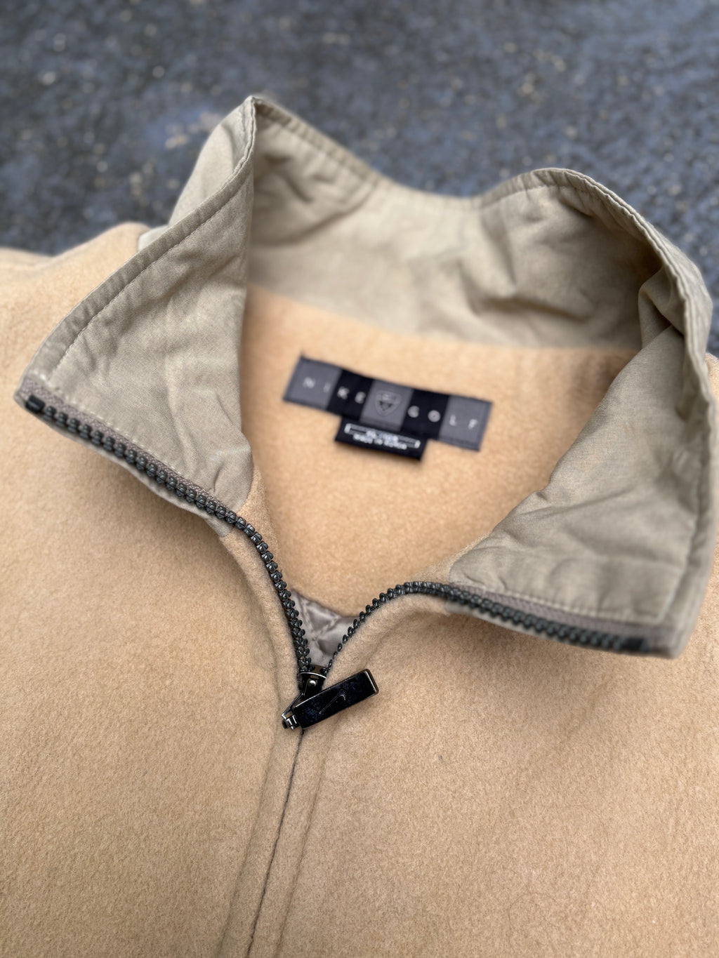 Vintage 90s Nike Golf Jacket Size XL Khaki Tan Textured Body 90s Logo Full Zip