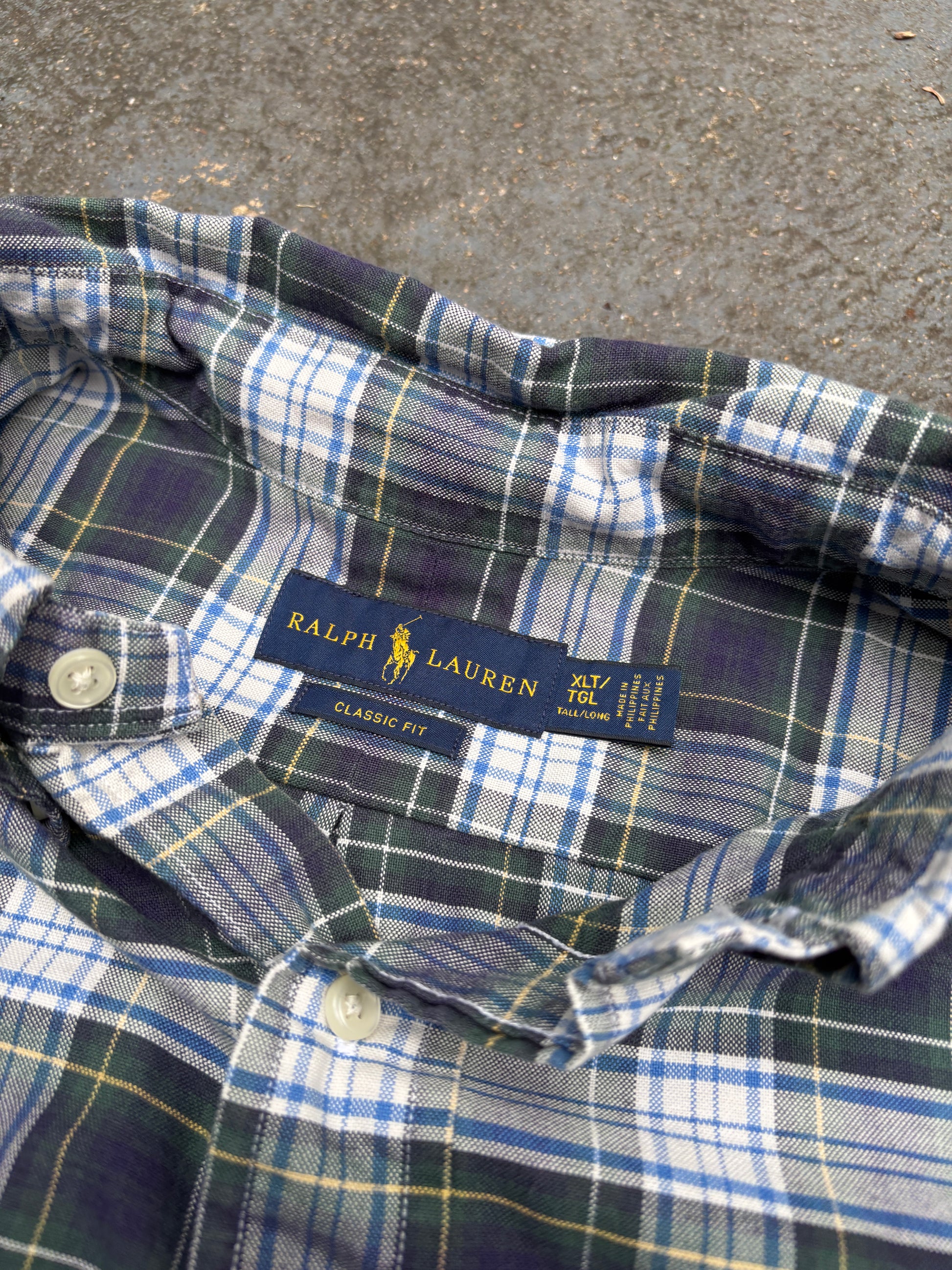 Ralph Lauren Short Sleeve Shirt Size XL Blue White Check Classic Fit Blue Pony