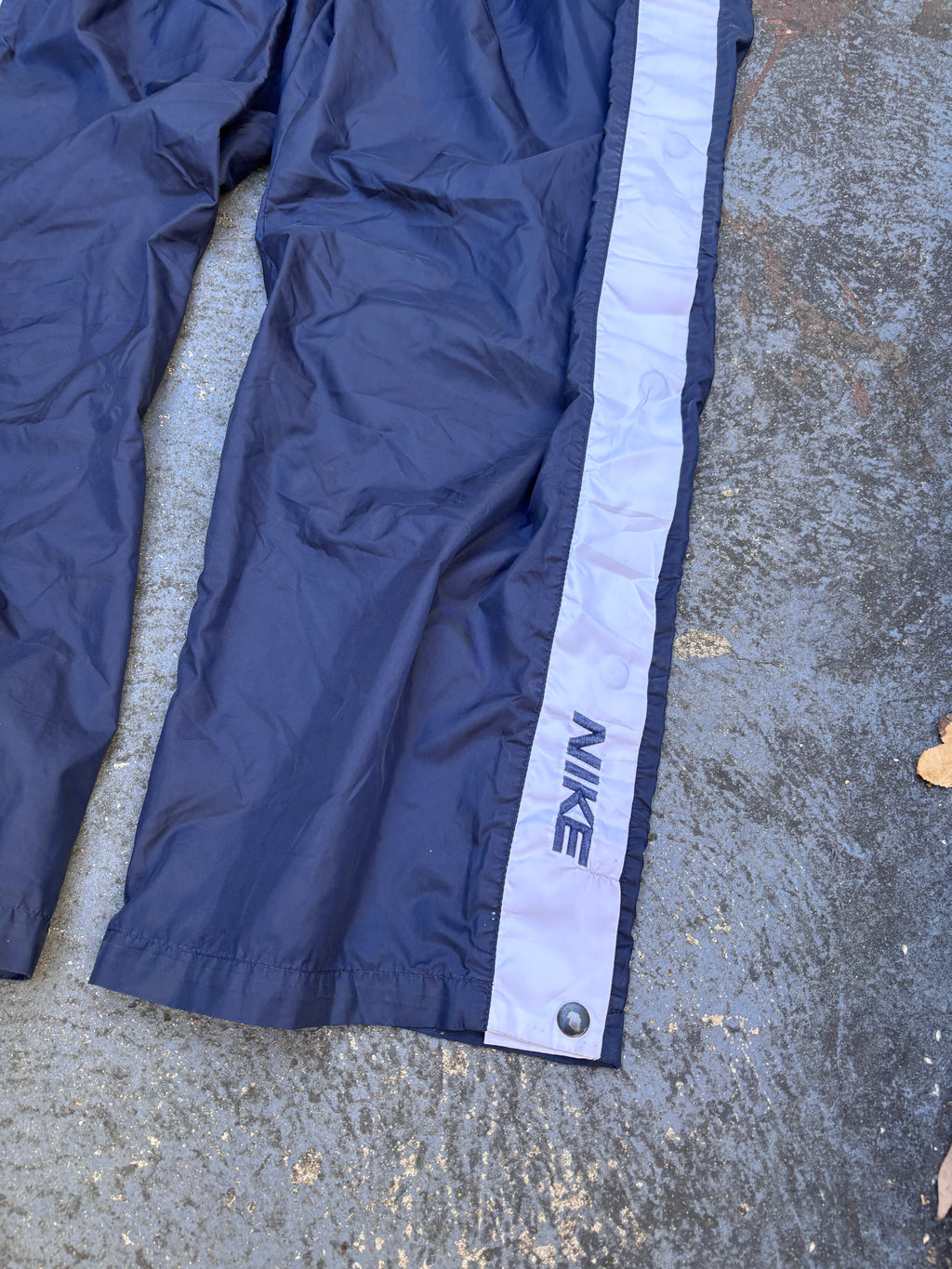 Vintage 90s Nike Track Pants M Navy Detail White Spell Out Tearaway Windbreakers