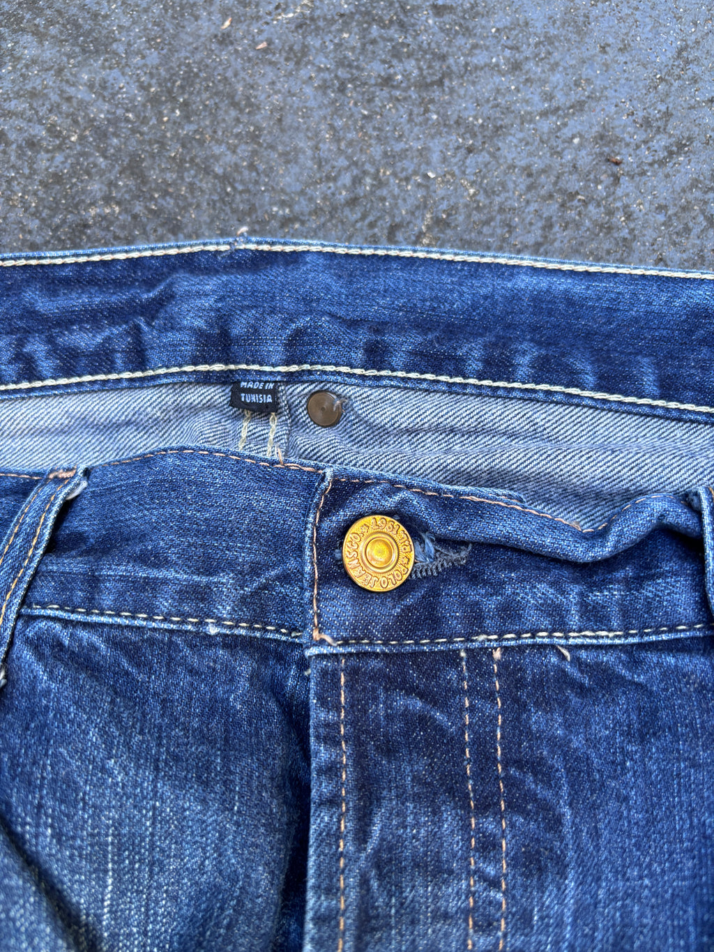 Polo Ralph Lauren Jeans Sz 36 Blue Wide Leg Mid Wash Denim Button Front Tunisia