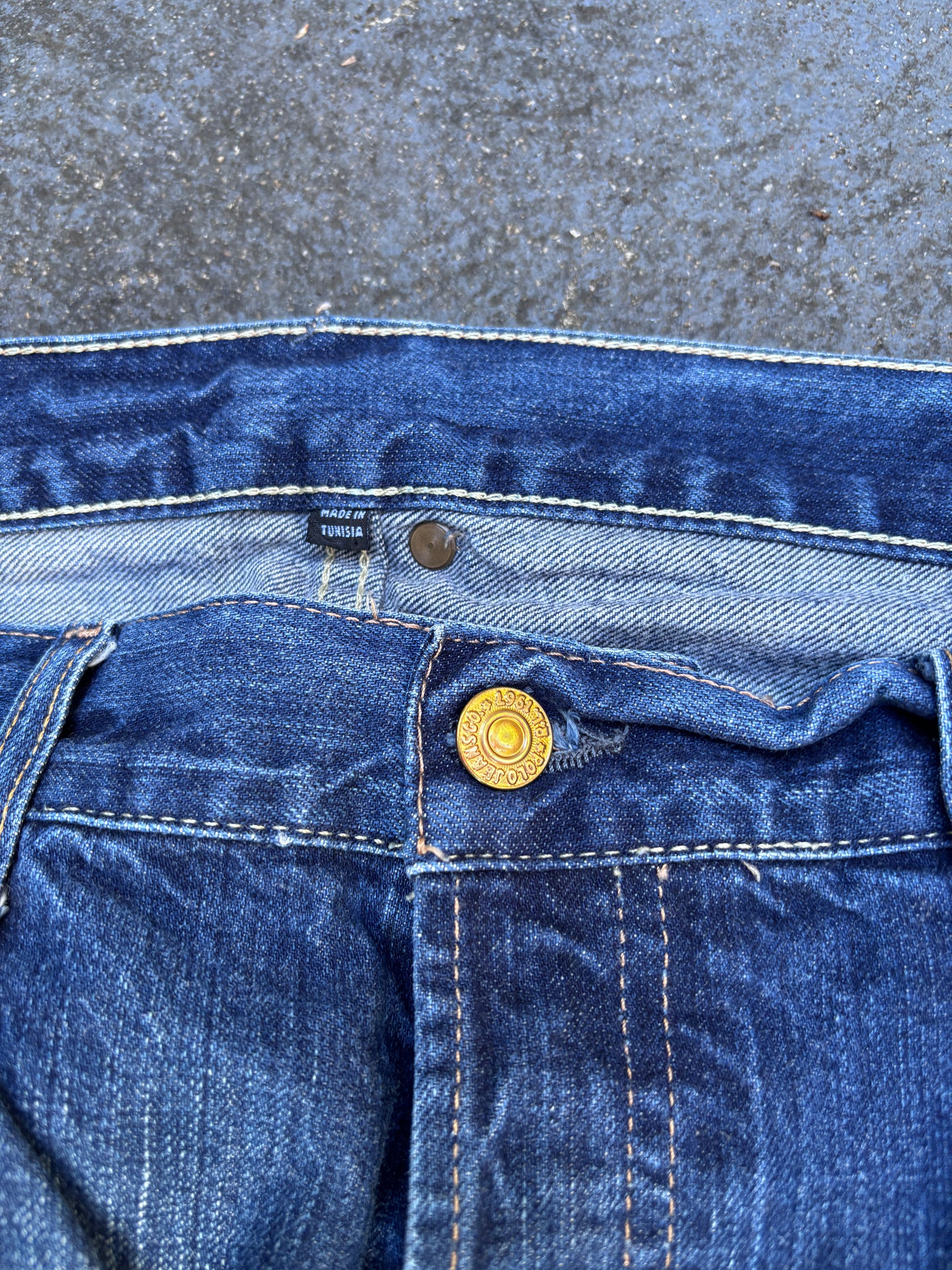 Polo Ralph Lauren Jeans Sz 36 Blue Wide Leg Mid Wash Denim Button Front Tunisia