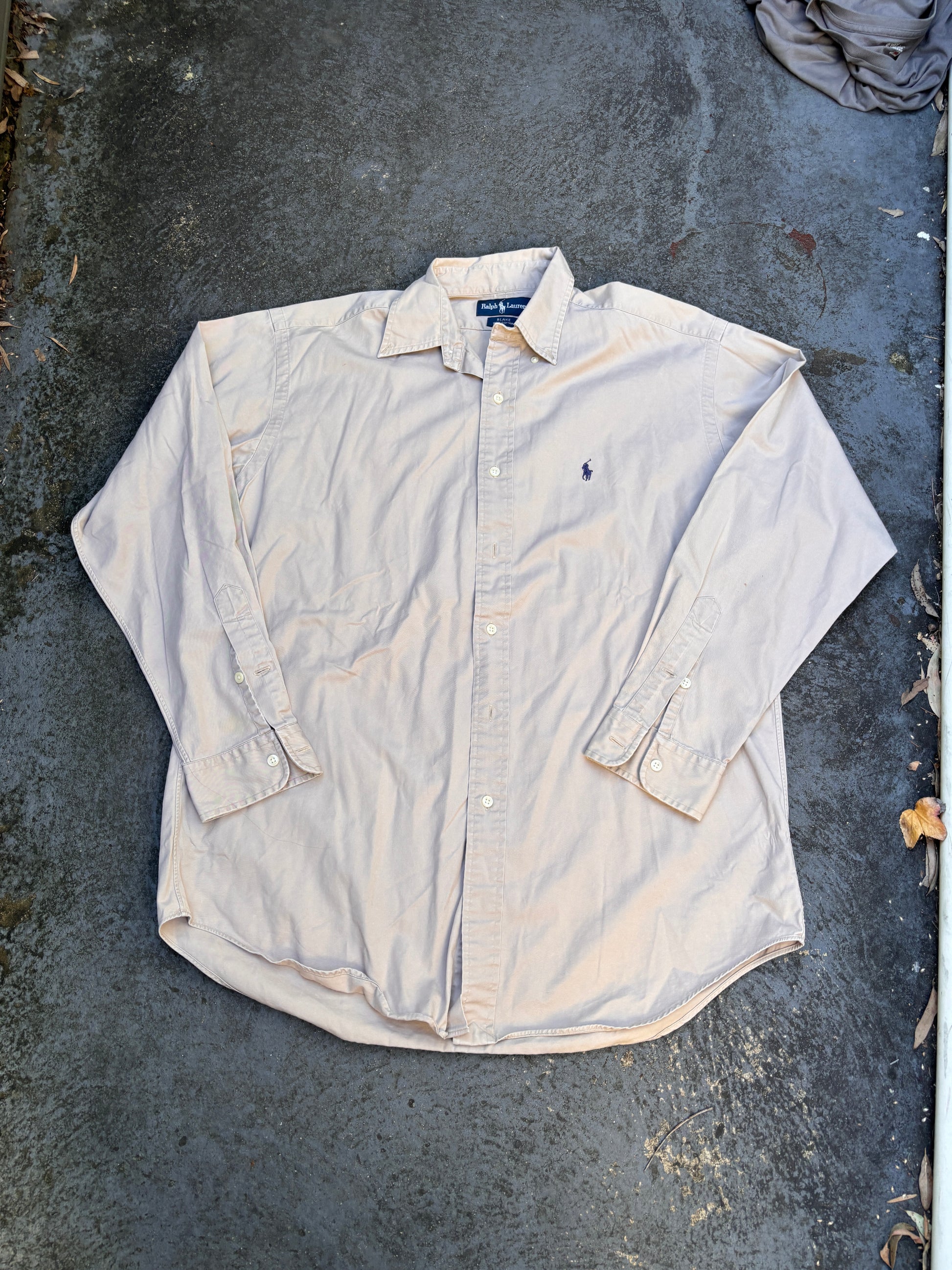 Vintage 90s Ralph Lauren Shirt Size M Brown Khaki Navy Pony Blake Cotton