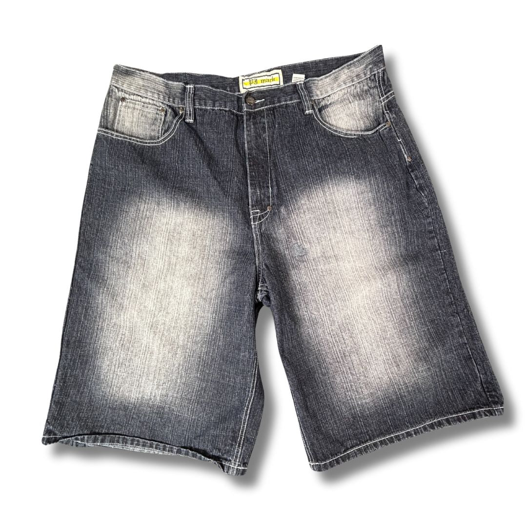 Vintage PJ Mark Denim Shorts Men’s 42 Grey/Black Baggy Wide Leg Faded Wash Jorts