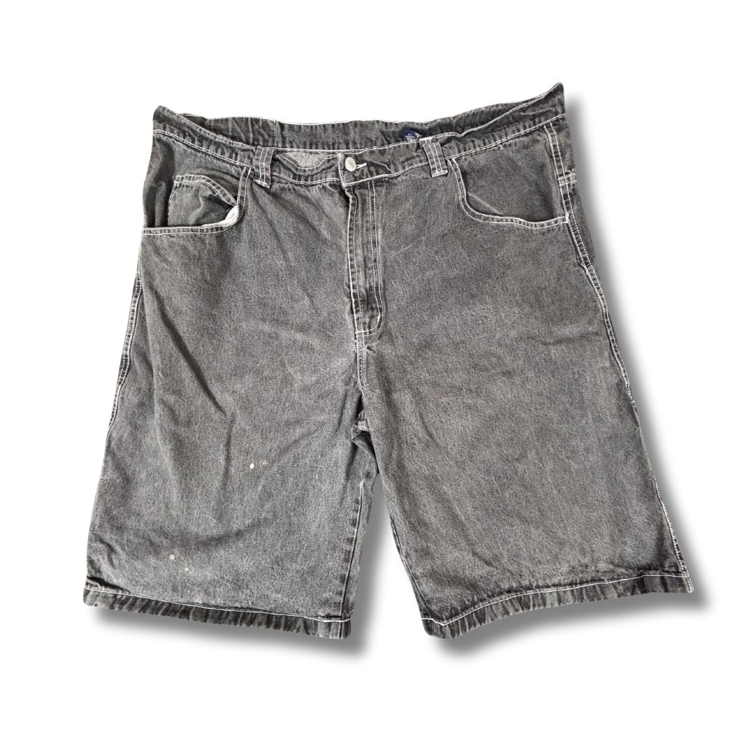Vintage Mentaga NYC Denim Carpenter Shorts Size 42 Grey Baggy Wide Leg Hip Hop
