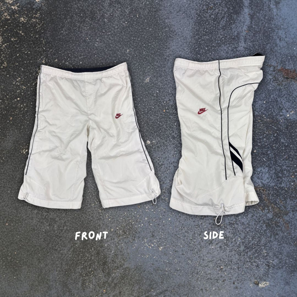 Vintage Y2K Nike 3/4 Track Pants Men’s M White Black Piping Bungee Hem Summer Windbreakers