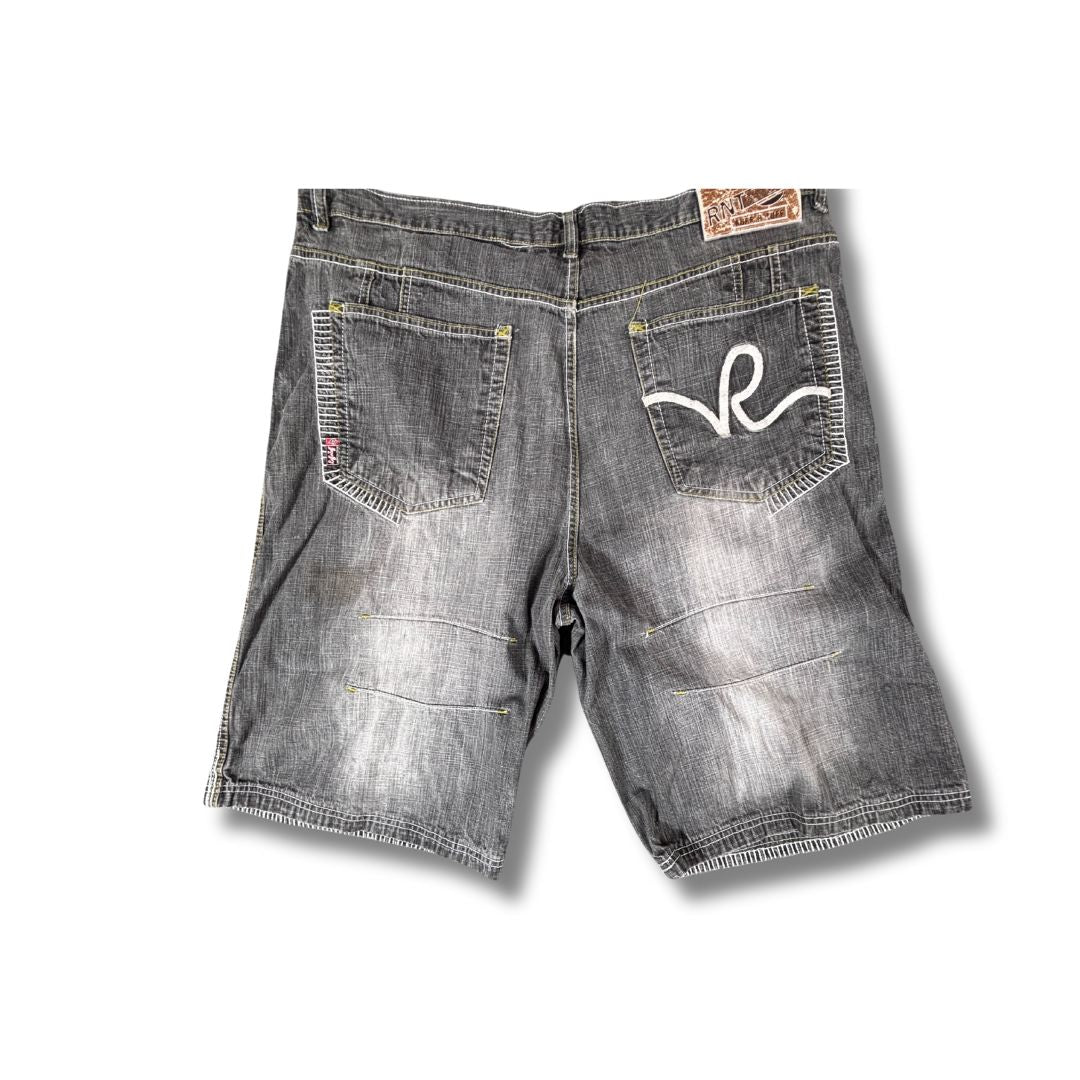 Vintage 90s Ruff N Tuff Denim Shorts Men’s 42 Grey Wide Leg Hip Hop Baggy Embroidered