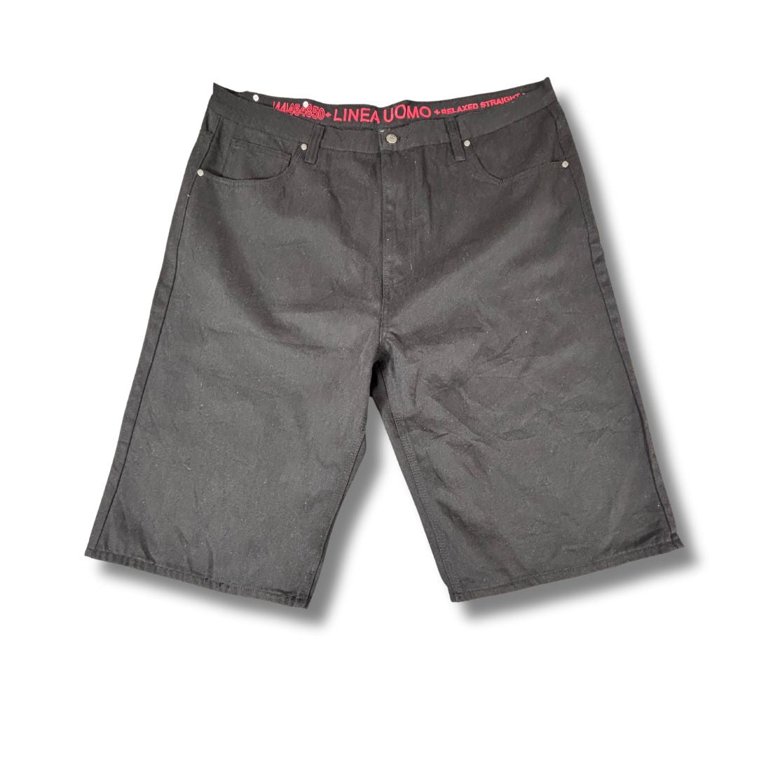 Vintage Linea Uomo Denim Shorts Men’s 44 Black Super Wide Baggy Hip Hop Jorts
