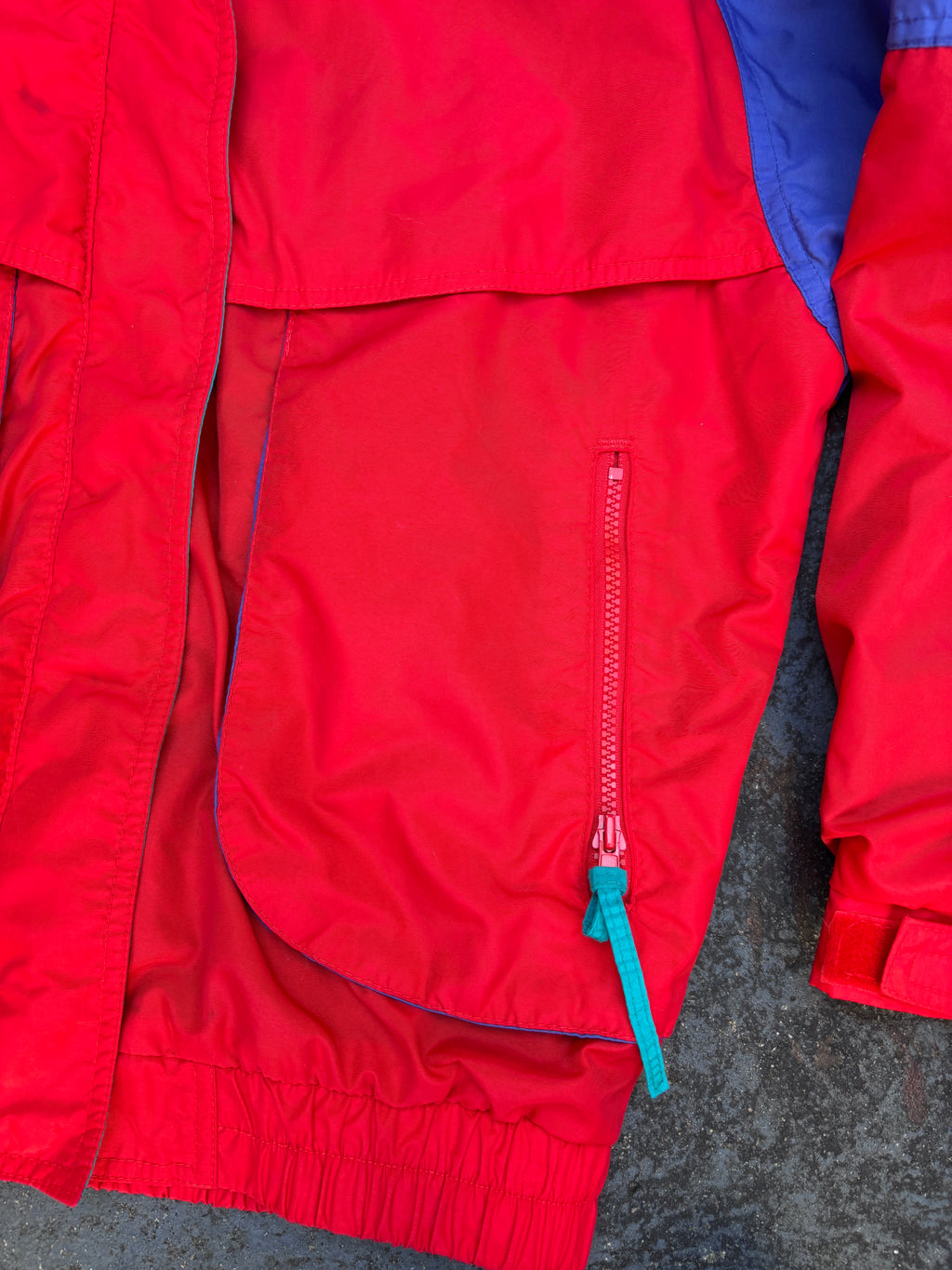 Vintage 90s Columbia Powder Keg Jacket Size M Red Green Nylon Windbreaker Zip
