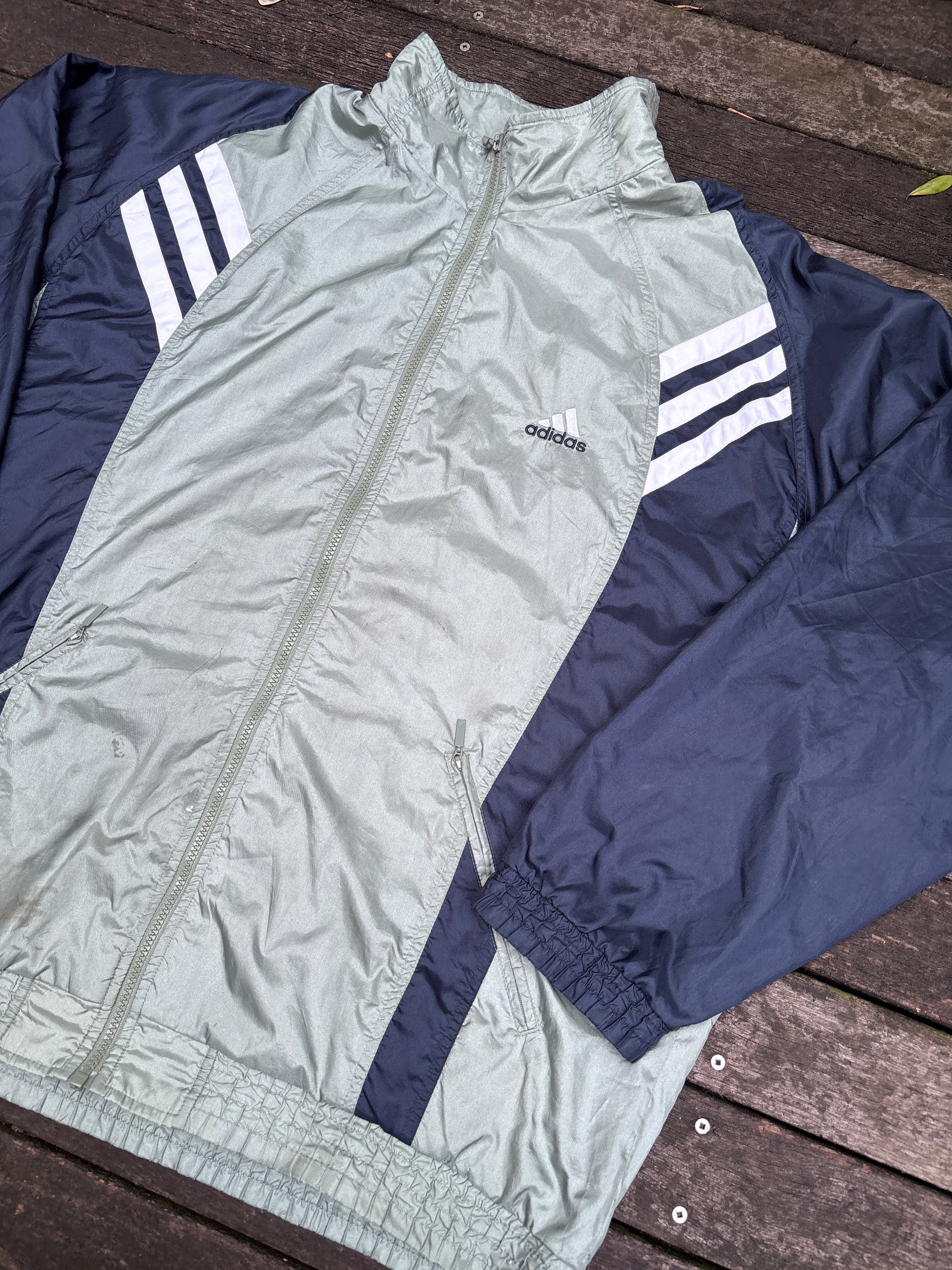 ADIDAS Classic Y2K Jacket Size XL Grey Green
