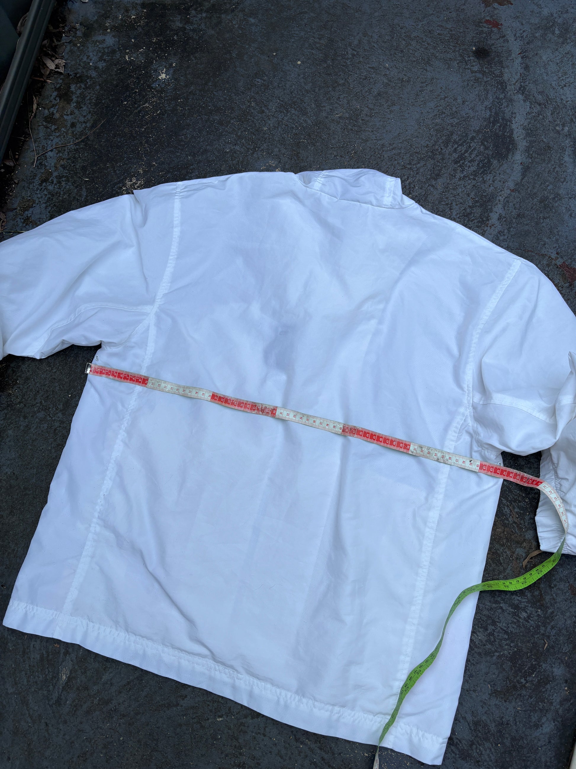 Vintage 90s Nike Jacket Men’s L White Red Swoosh Classic Nylon Windbreaker