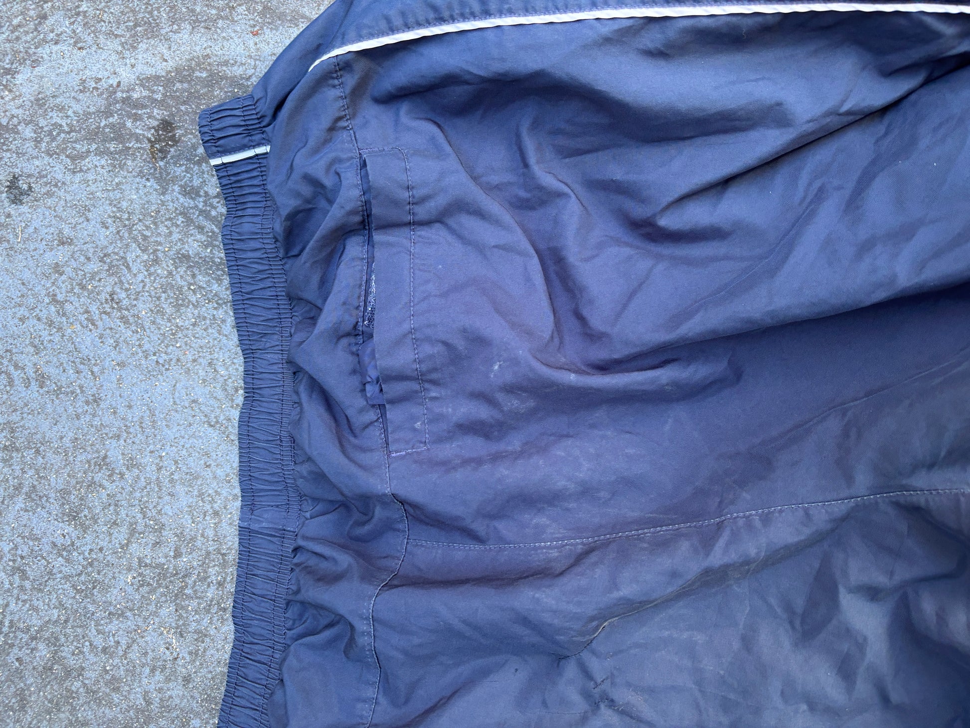 Vintage Y2K Nike Track Pants Size XL Navy White Detail Swoosh Classic Nylon Style