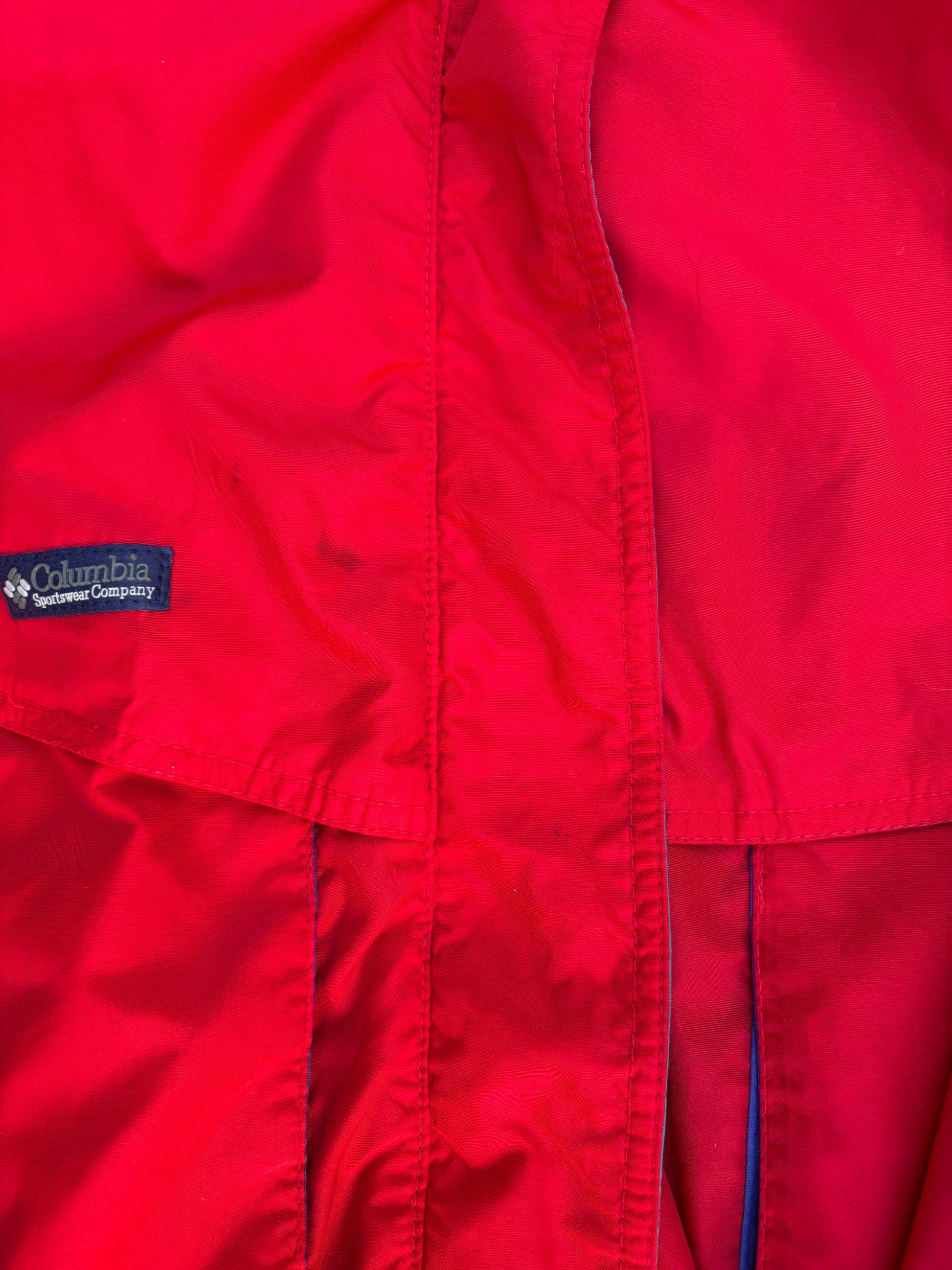 Vintage 90s Columbia Powder Keg Jacket Size M Red Green Nylon Windbreaker Zip
