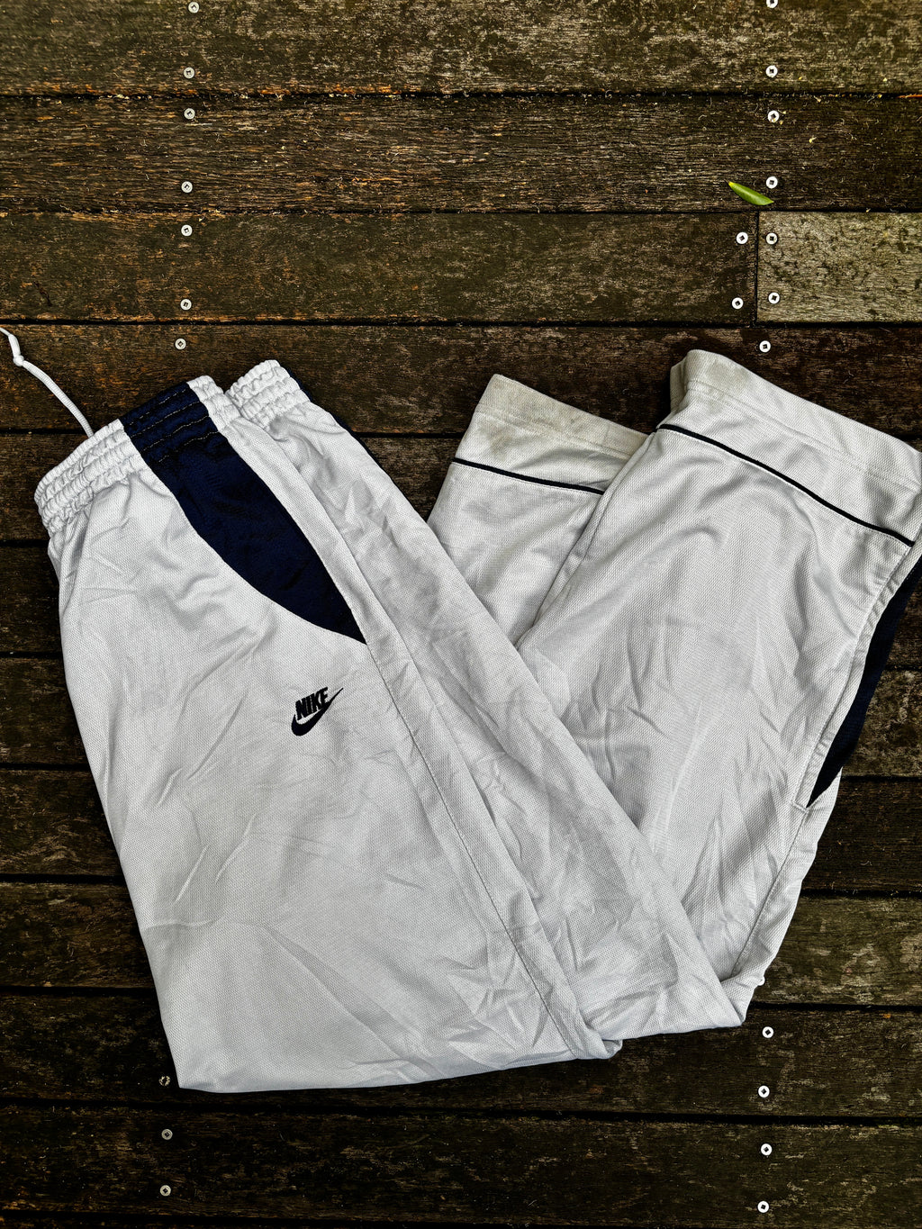Vintage Y2K Nike Track Pants Light Grey Mesh Textured