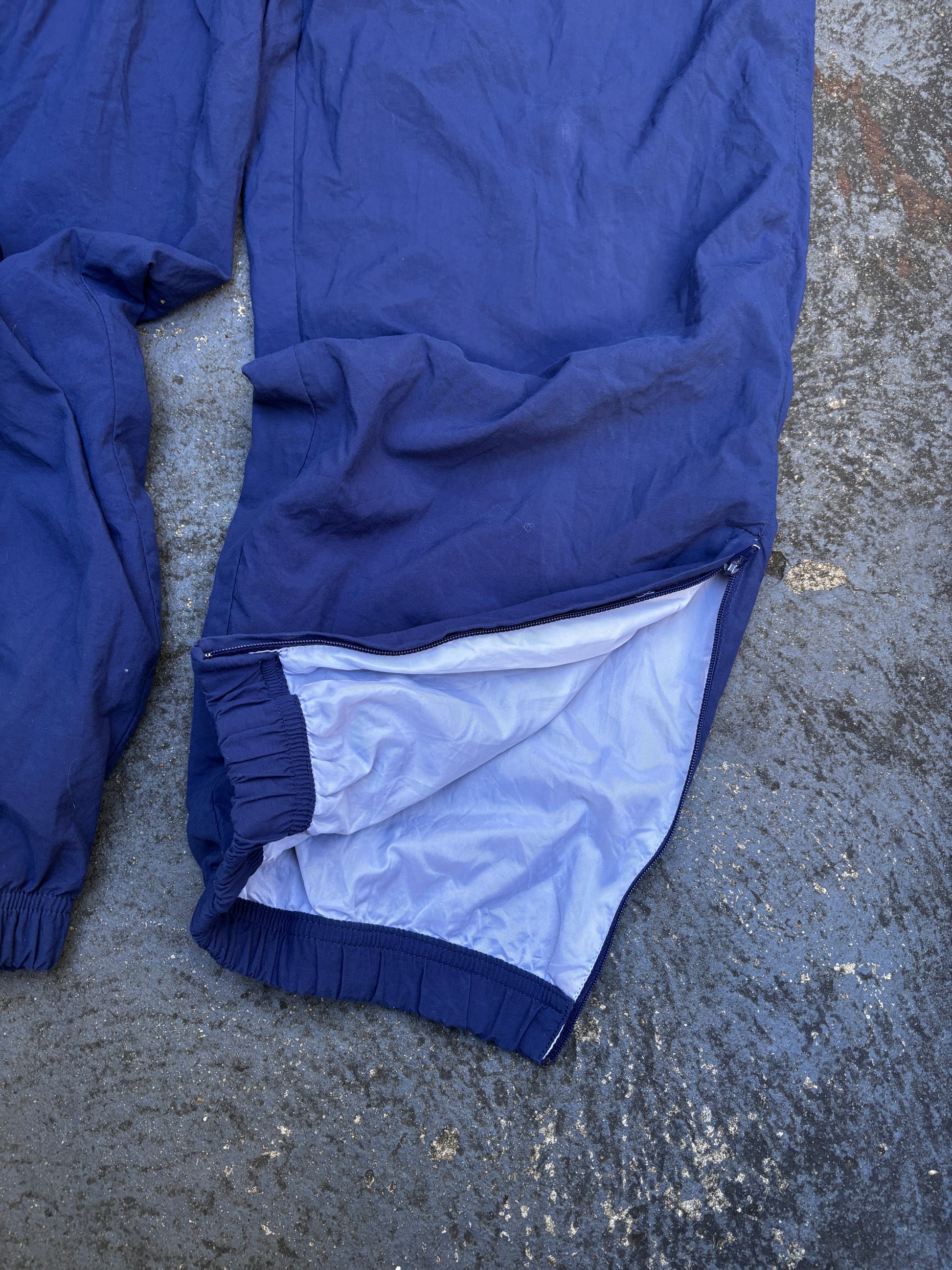 Vintage 90s Nike Track Pants Size L Navy White Swoosh Classic Nylon Windbreakers
