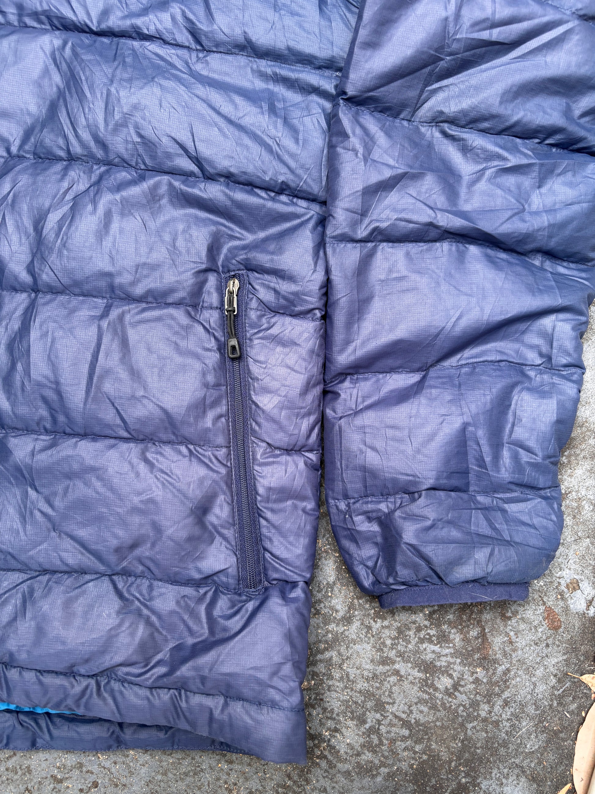 Patagonia Lightweight Puffer Down Jacket Size S Navy Chest Logo Full Zip