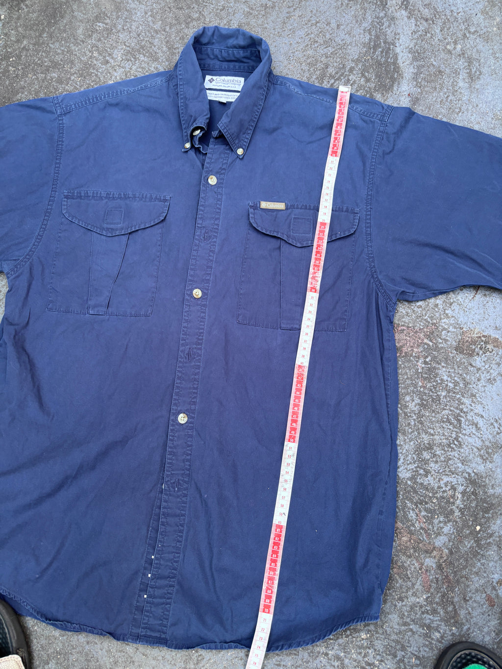 Vintage Y2K Columbia Short Sleeve Shirt Men’s M Navy Front Pocket Logo Cotton