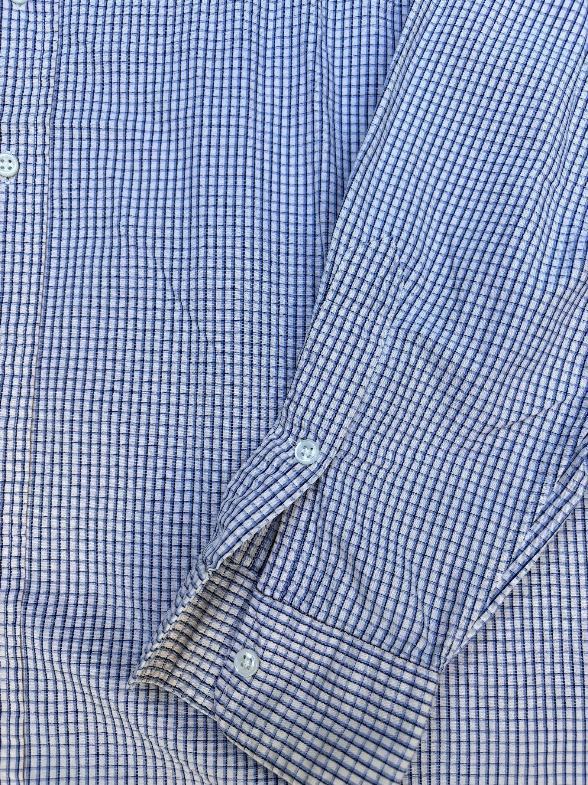 Vintage 90s Ralph Lauren Shirt Men’s L  Blue Cream Check Button Up Navy Pony