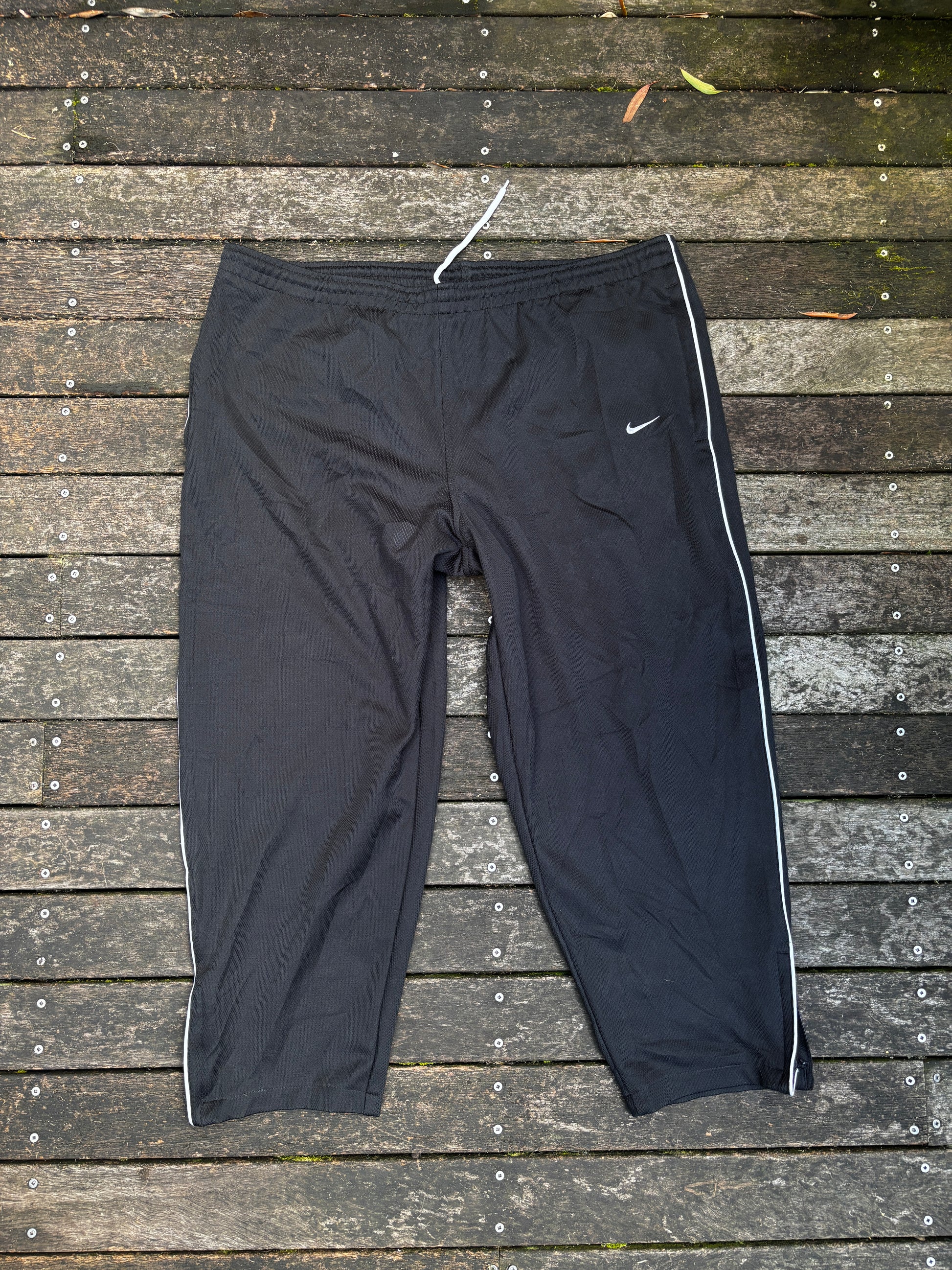 Vintage 90s Nike Track Pants Size XL Black Mesh Texture