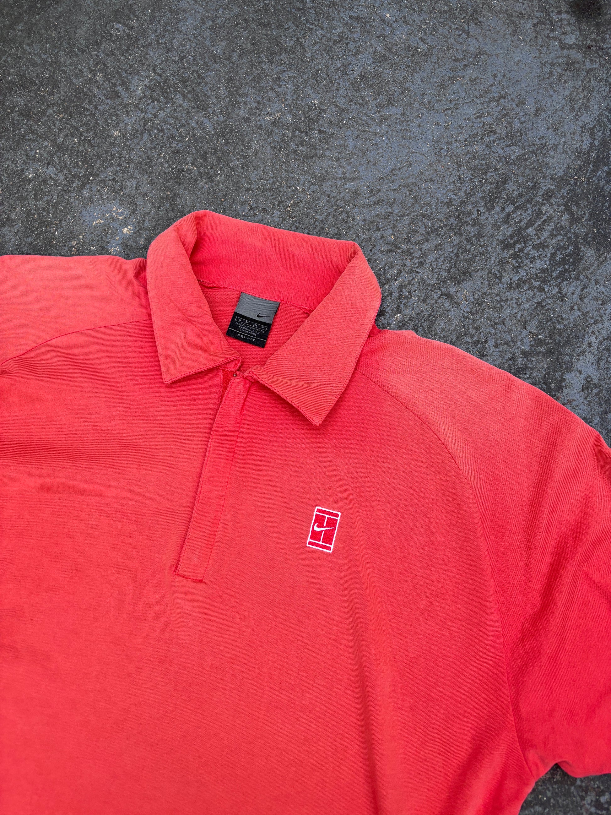 Vintage Y2K Nike Court Polo Men’s S Red w Nike Court Logo 1/4 Zip Stretchy