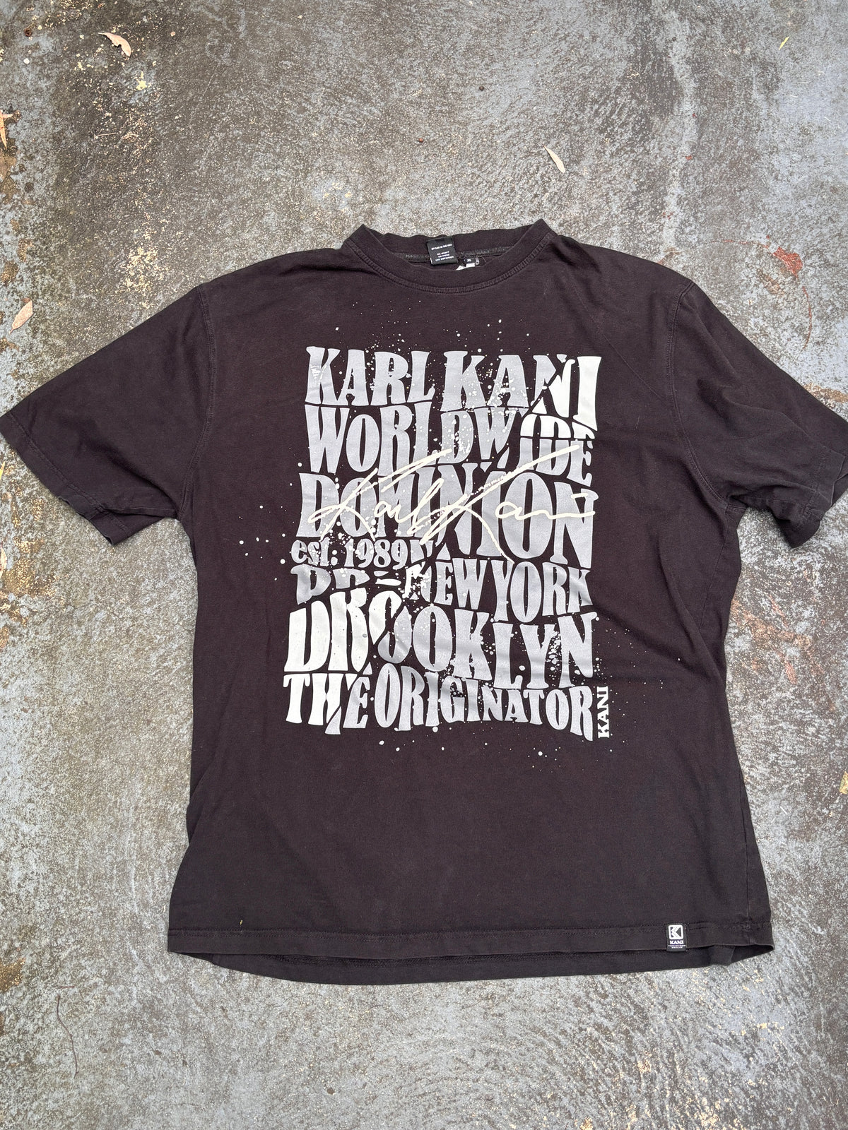 Vintage Y2K Karl Kani T-shirt Size XL Black Large Front Graphic Baggy Hip Hop