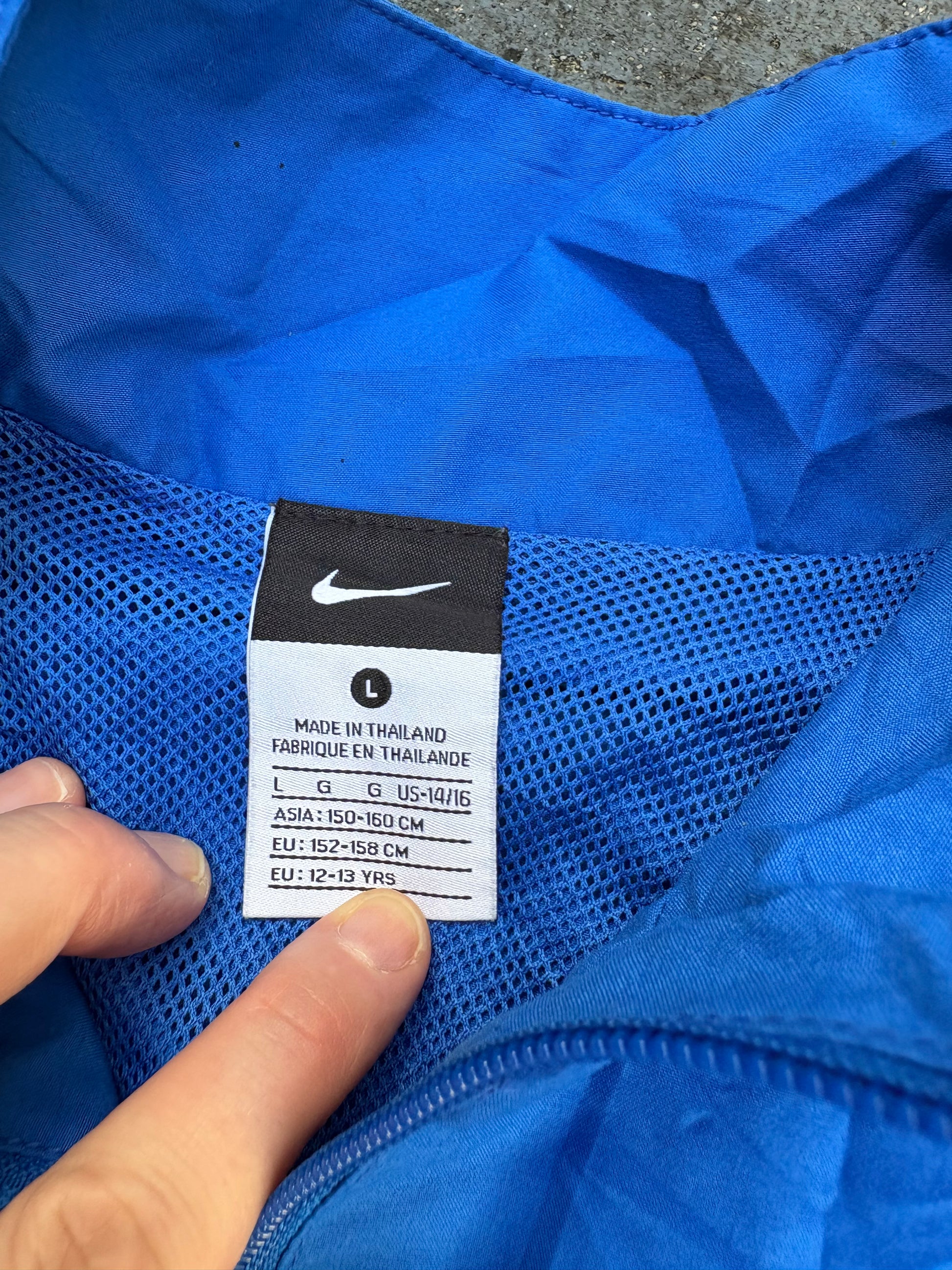 Vintage Y2K Nike Jacket Size S Blue Two Tone White Swoosh Windbreaker Full Zip