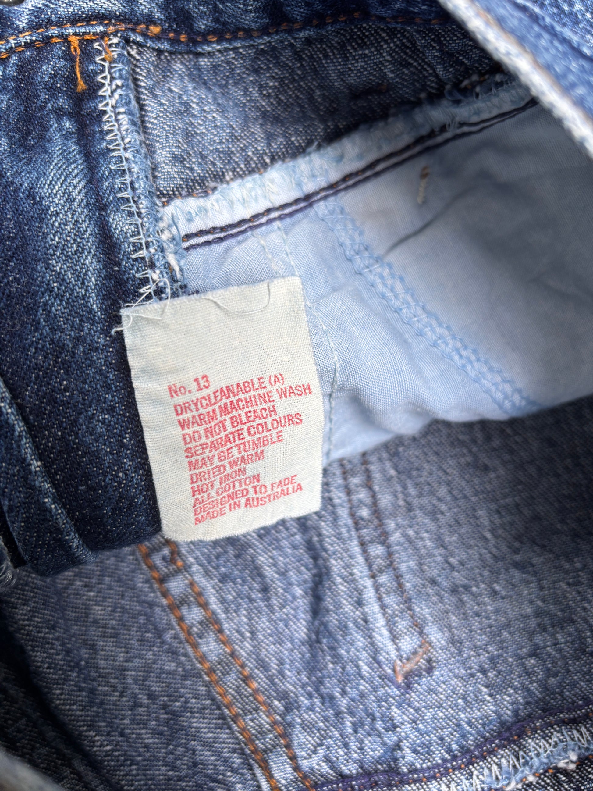 Vintage Lee Jeans Women’s AU 12 Blue White Tab MR Acid Wash Panels