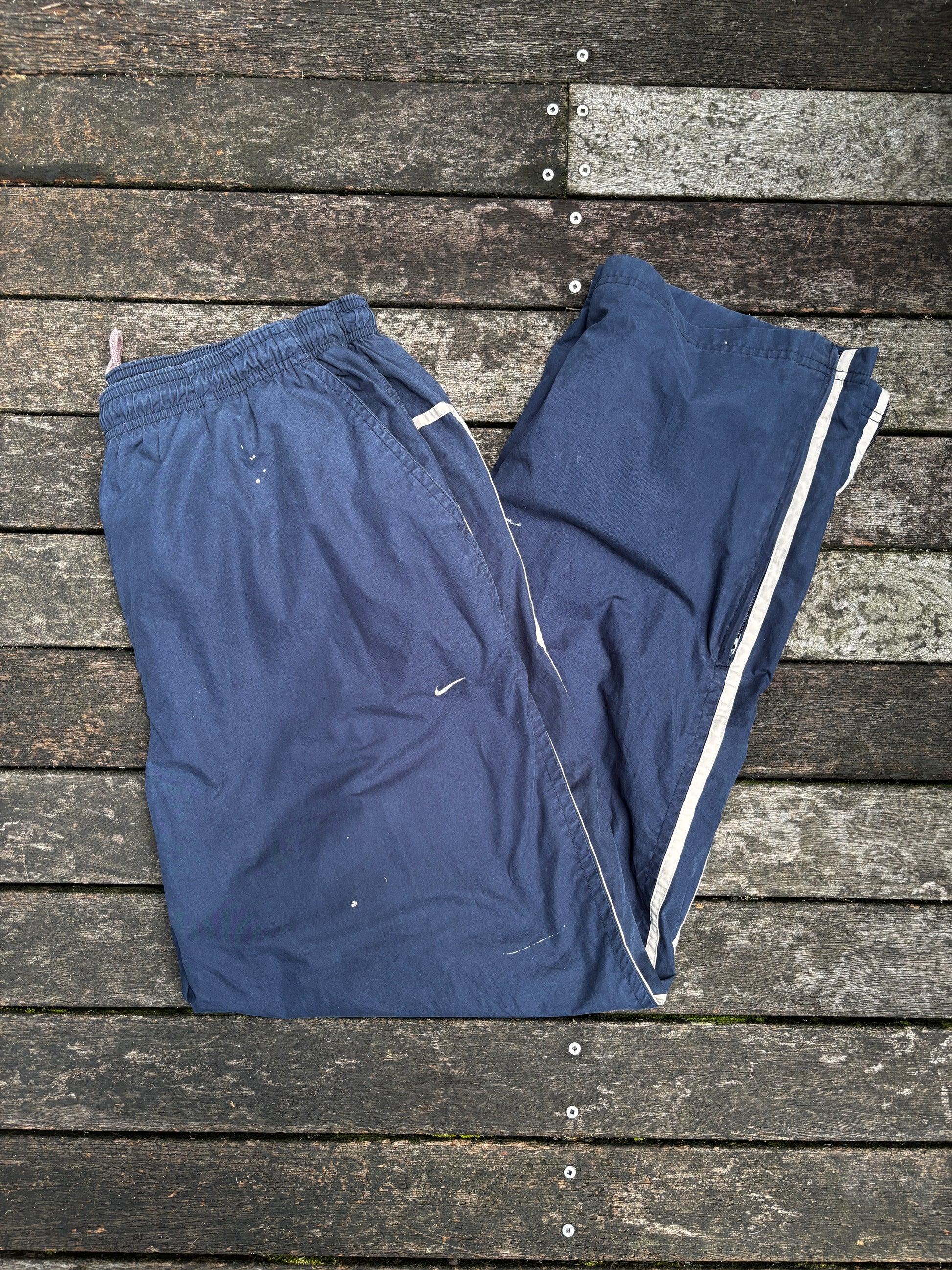 Vintage Nike Track Pants Size XL Blue Nylon Y2K
