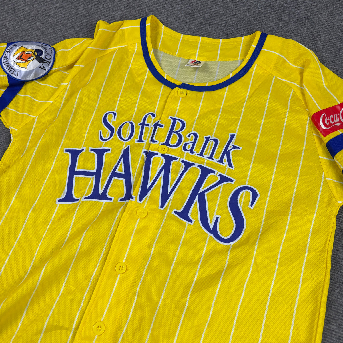 Majestic Soft Bank Hawks Jersey Men's Large Yellow Japanese Baseball NPL