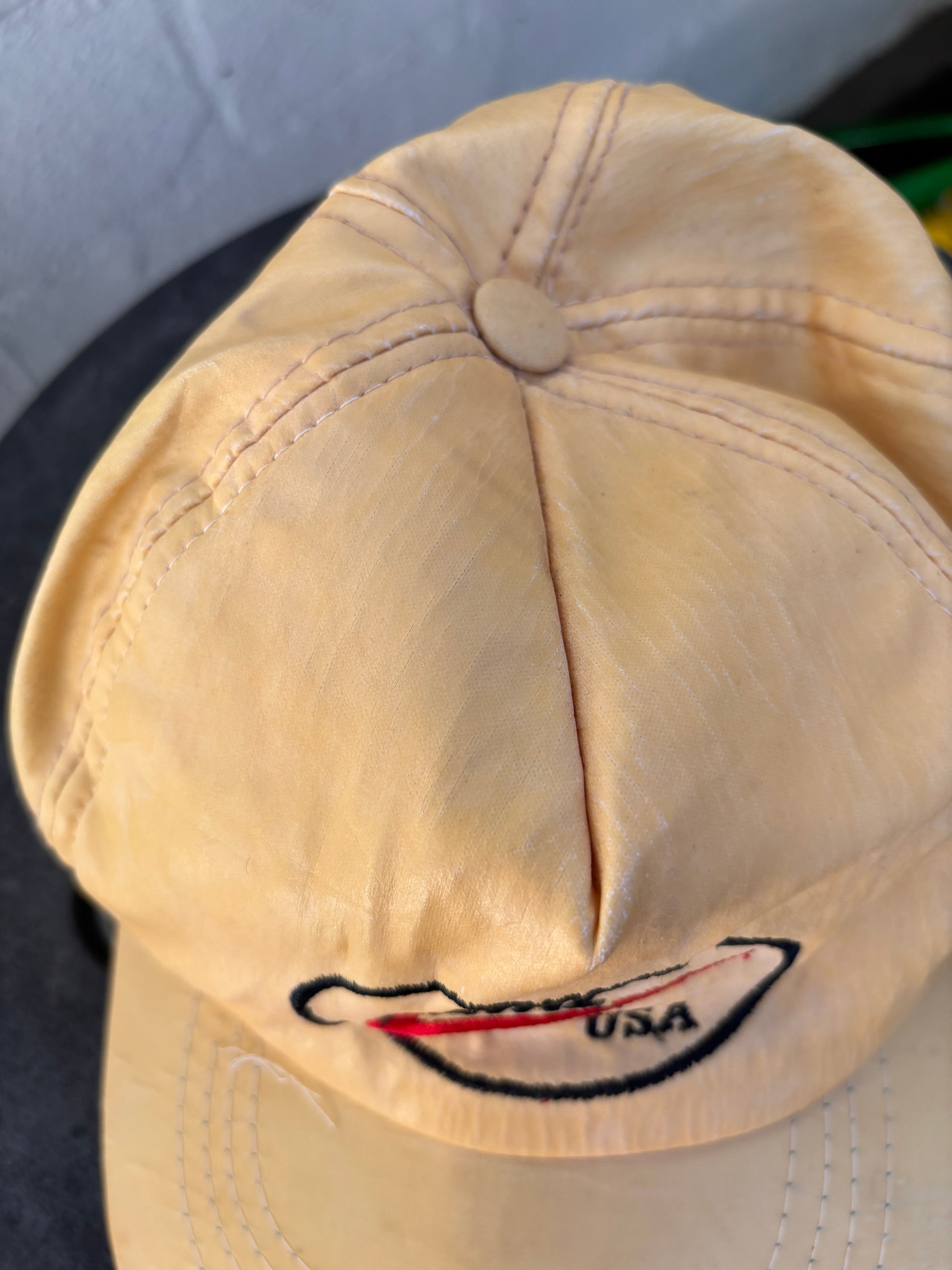 Vintage 90s Nike USA OSFM Yellow Flat Brim 5 Panel Cap