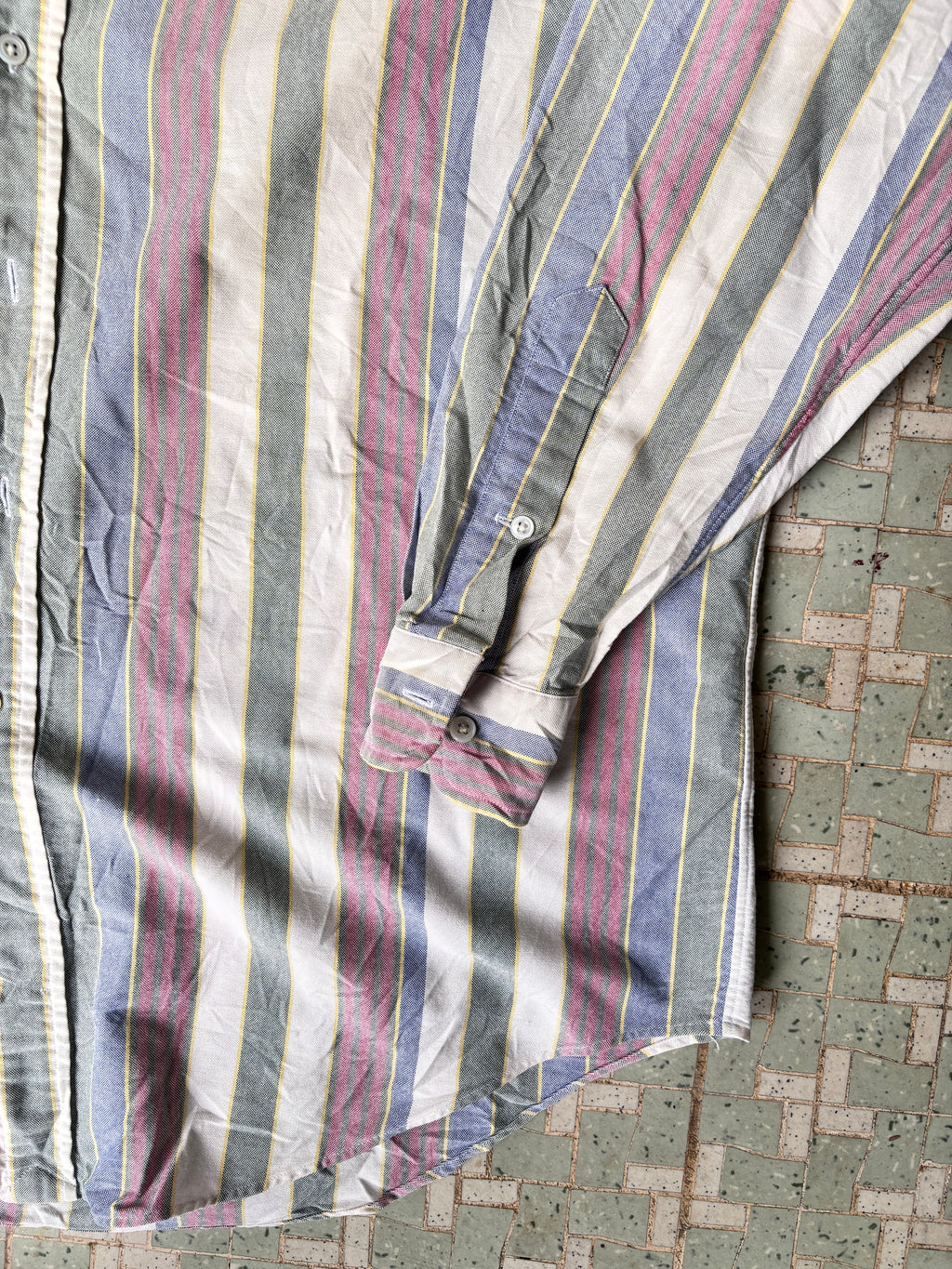 90s Ralph Lauren Button-Up Shirt Colour Block Down Stripe XL/XXL Yarmouth Cotton