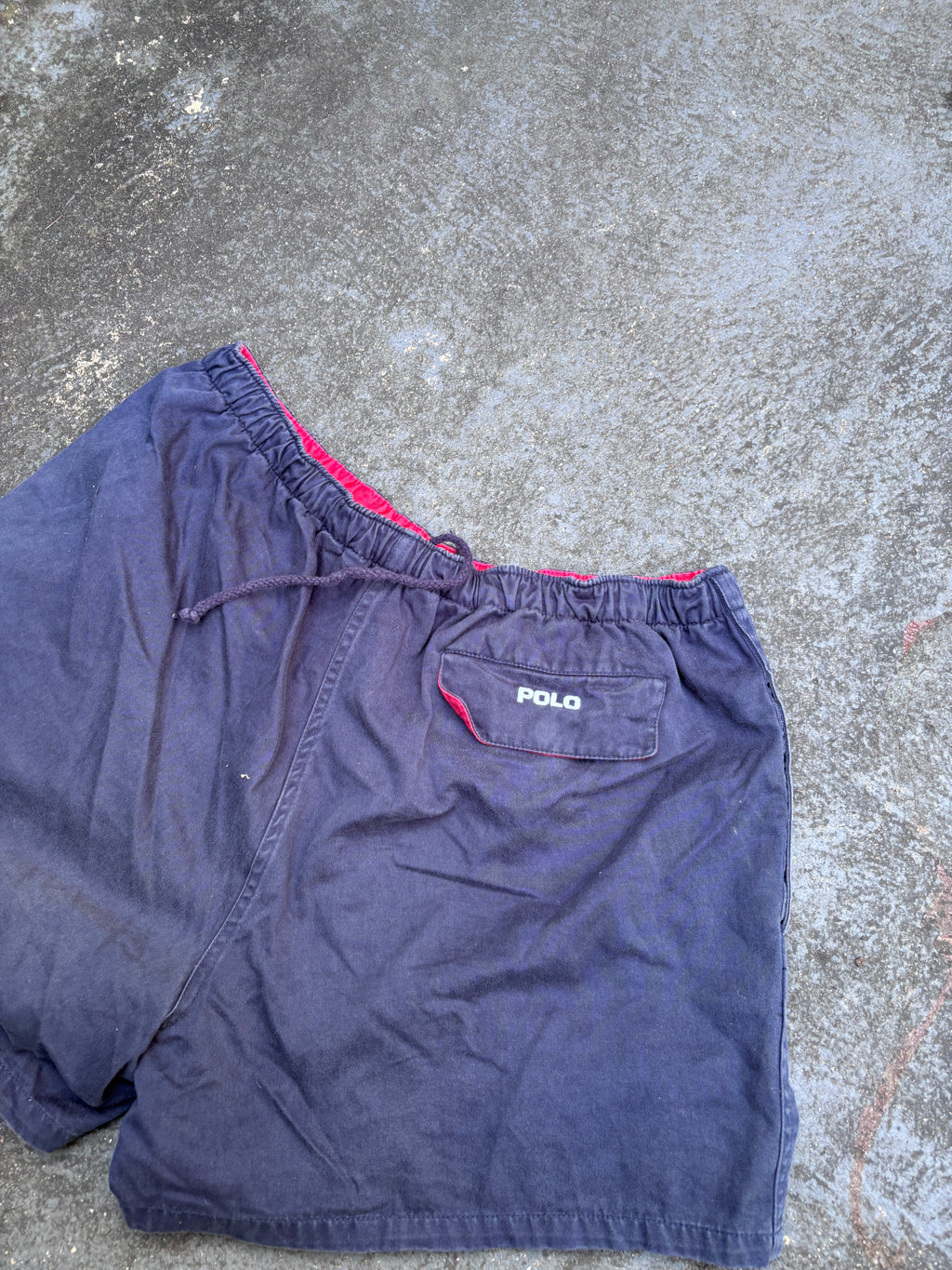 Vintage 90s Polo Ralph Lauren Rugby Shorts Men’s XL Navy Red Pony Stubbies