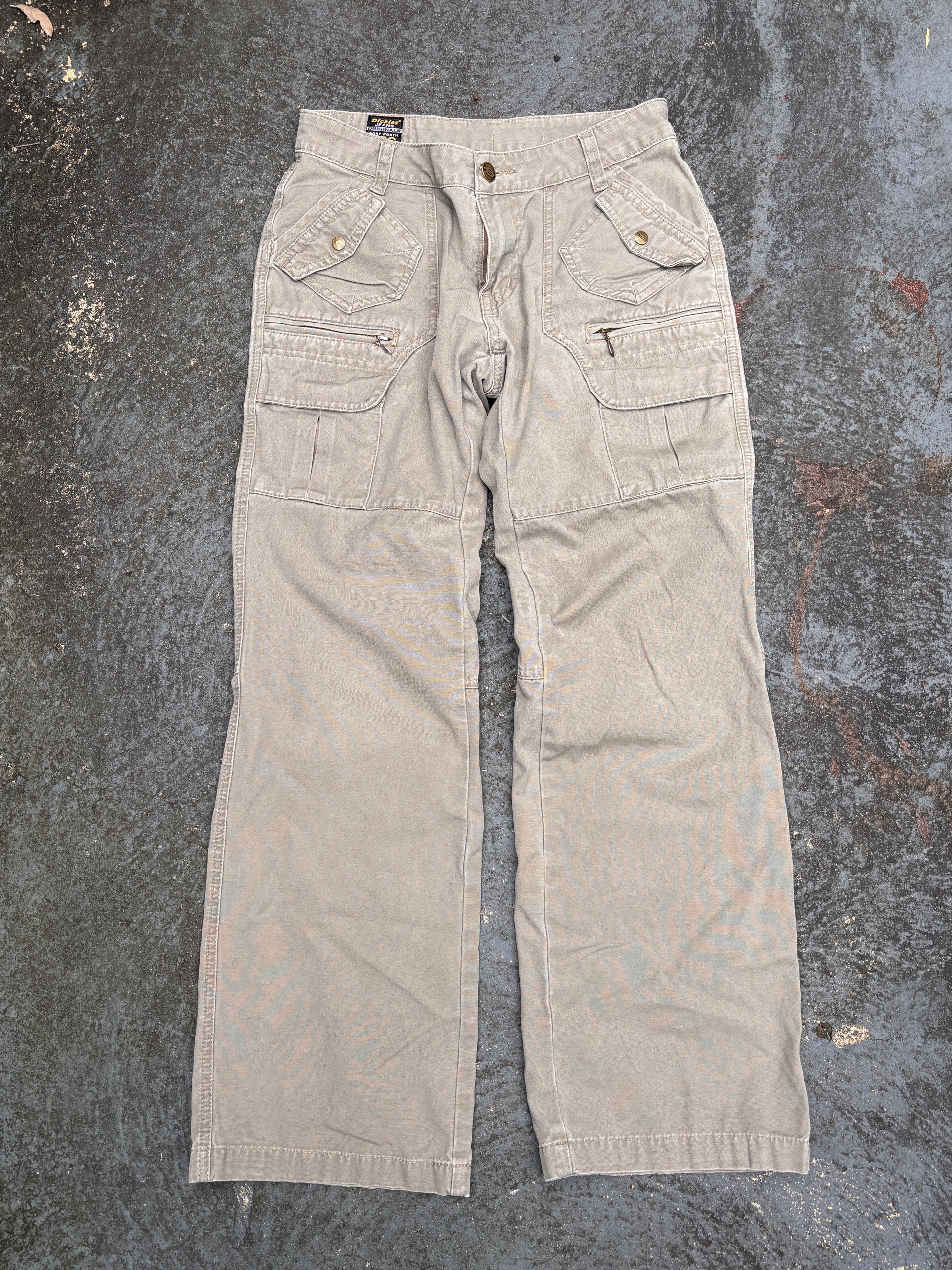 Vintage Dickies Pants Size S Khaki Pocket & Zip Details Straight Leg Made in USA