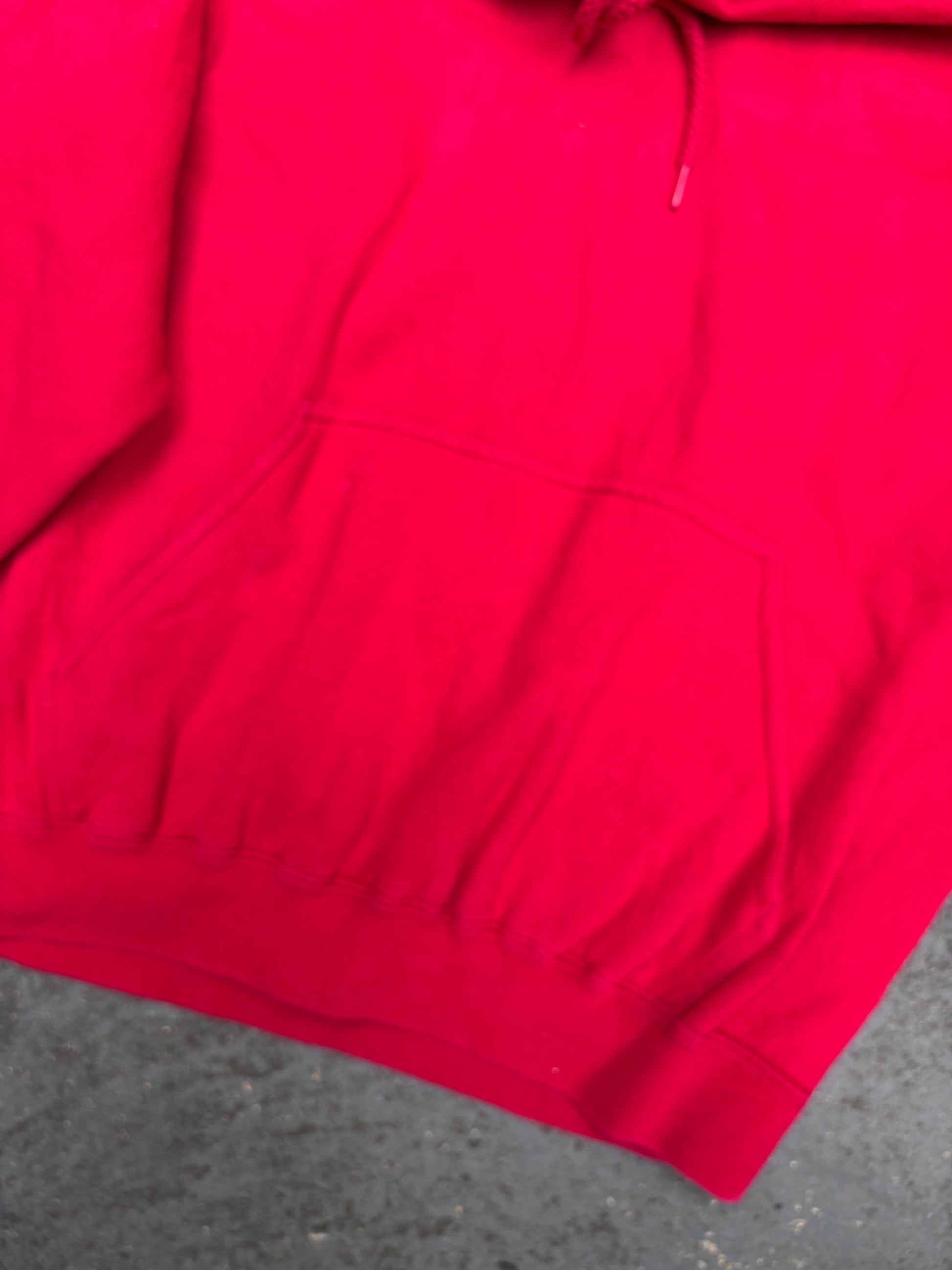 Vintage 90s Nike Hoodie Size S Red Black Chest Swoosh Kangaroo Pouch