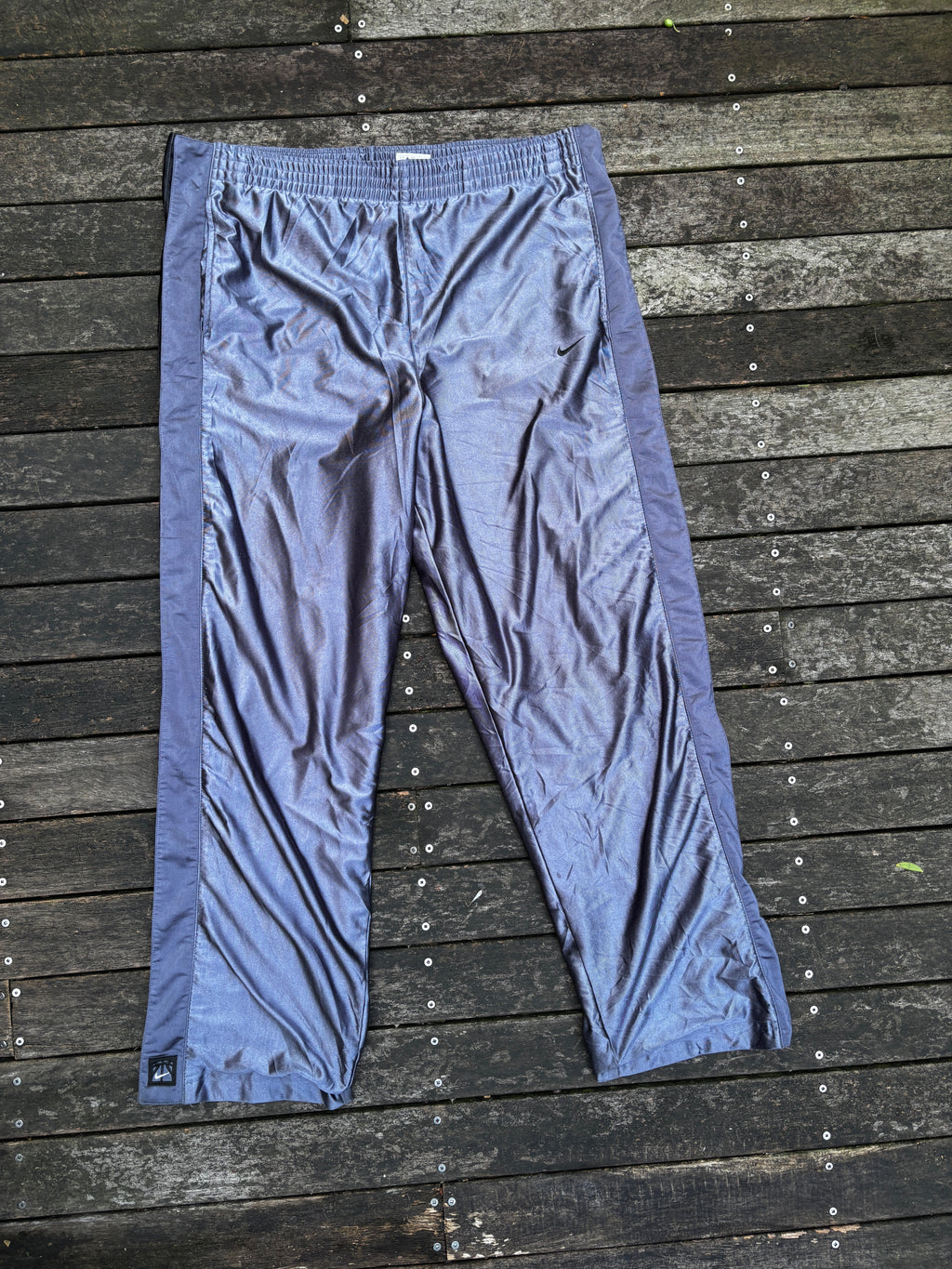 Nike Y2K Dark Grey Satin Tearaway Track Pants Size L