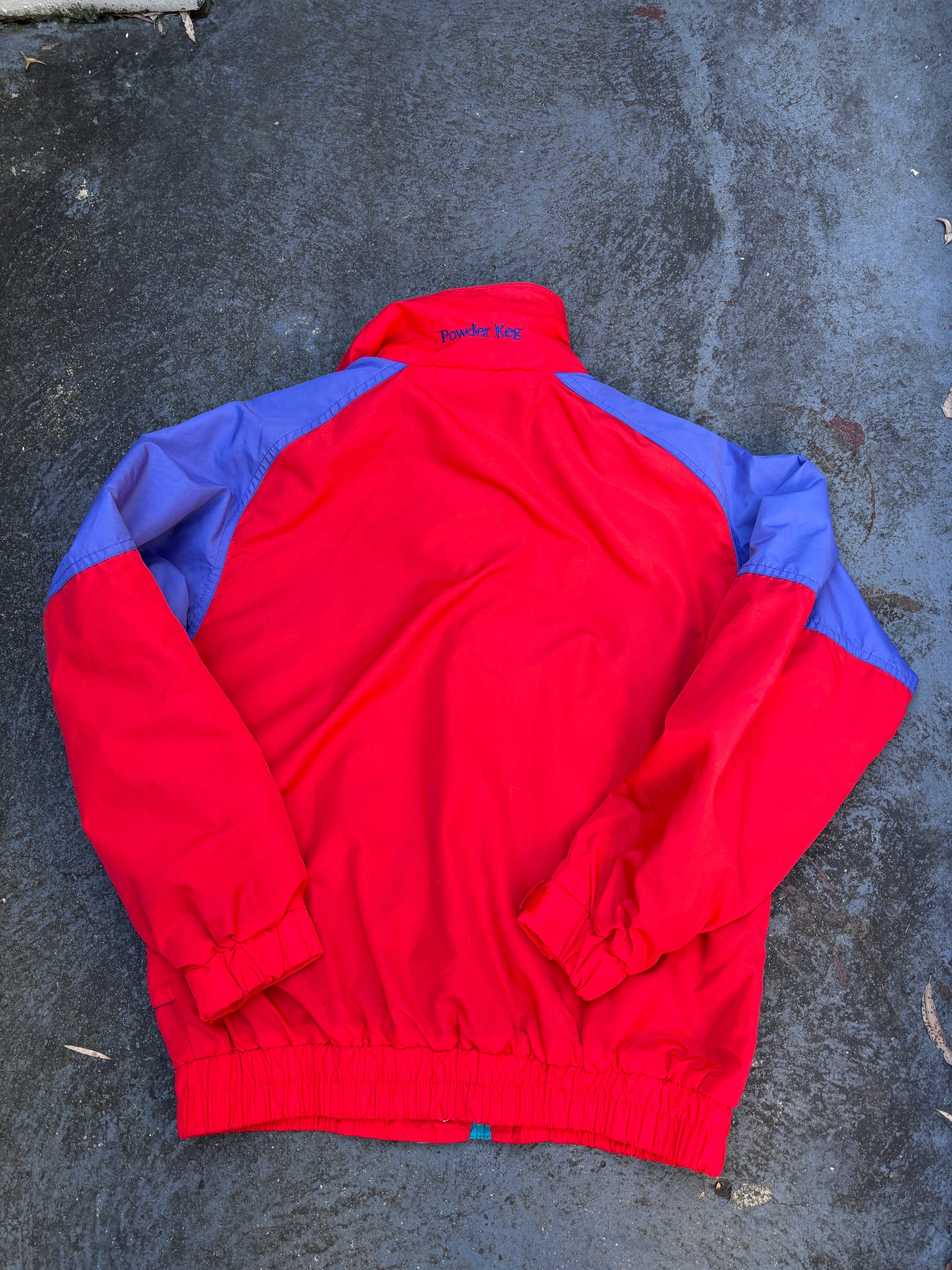 Vintage 90s Columbia Powder Keg Jacket Size M Red Green Nylon Windbreaker Zip