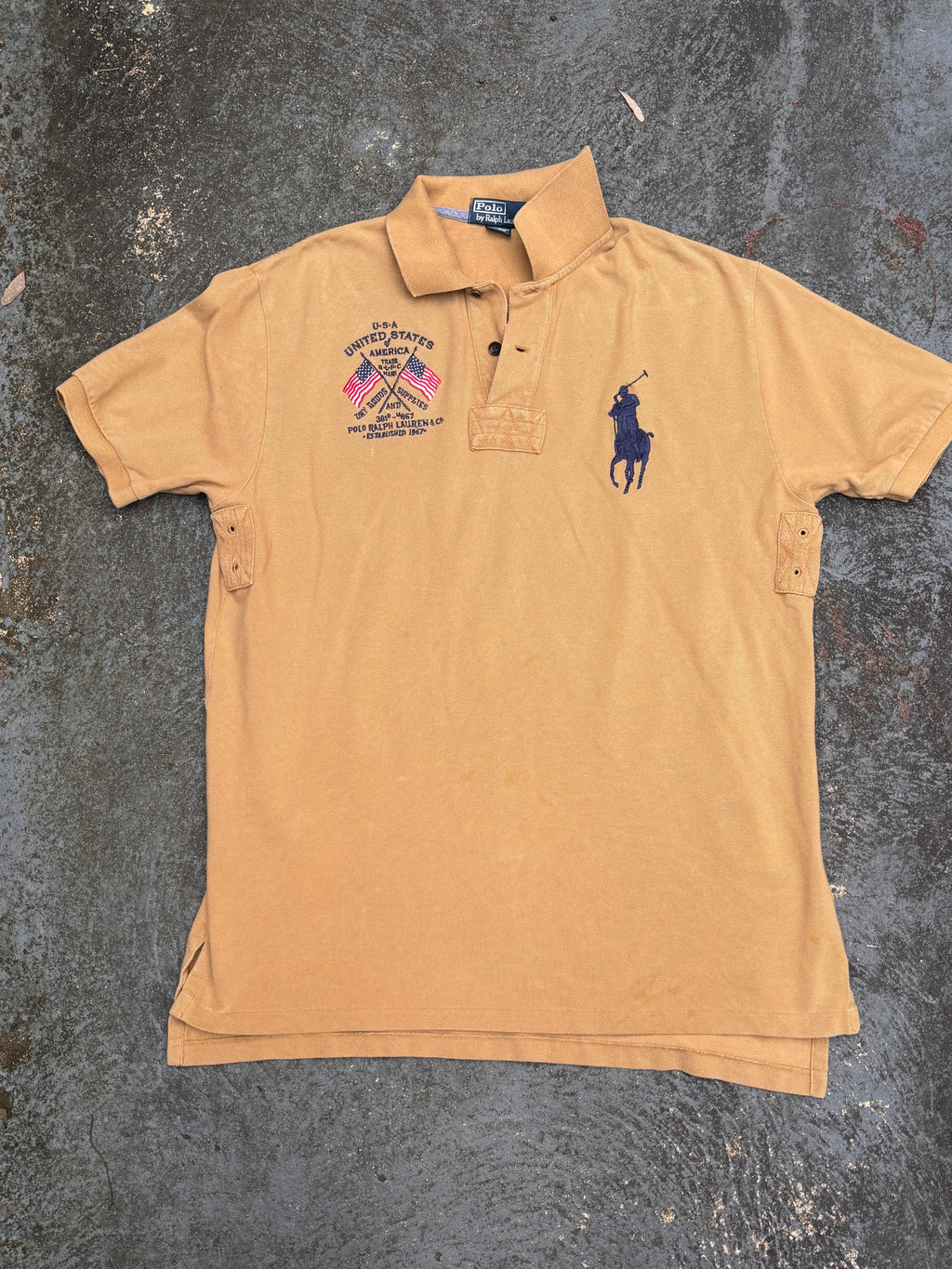 Vintage 90s Polo Ralph Lauren Size L Brown Large Pony Embroidered USA Logo